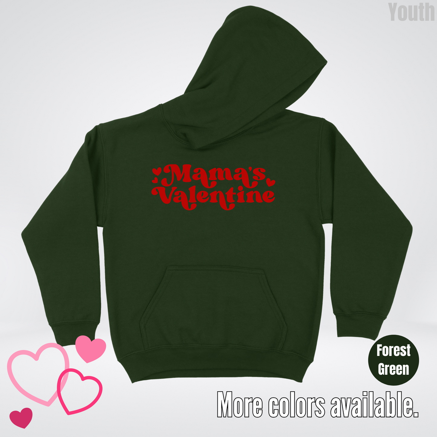 Mamas Valentine Retro Red Design Youth Hoodie