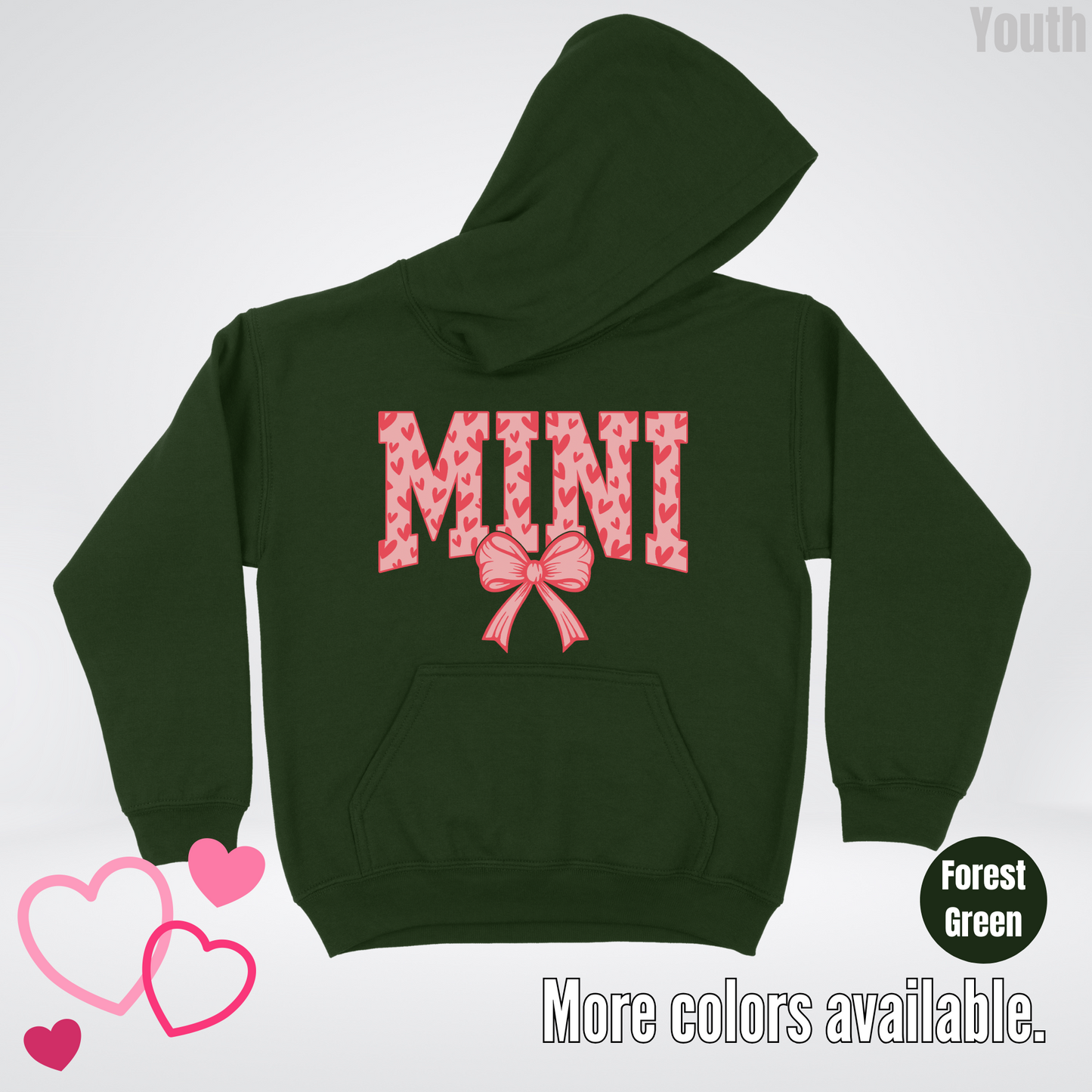 Mini Coquette Hearts Valentines Day Youth Hoodie