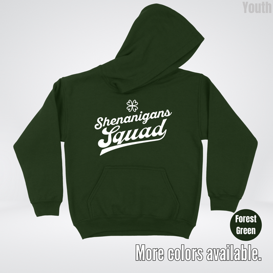Shenanigans Squad - White Design - St. Patrick's Day Youth Hoodie