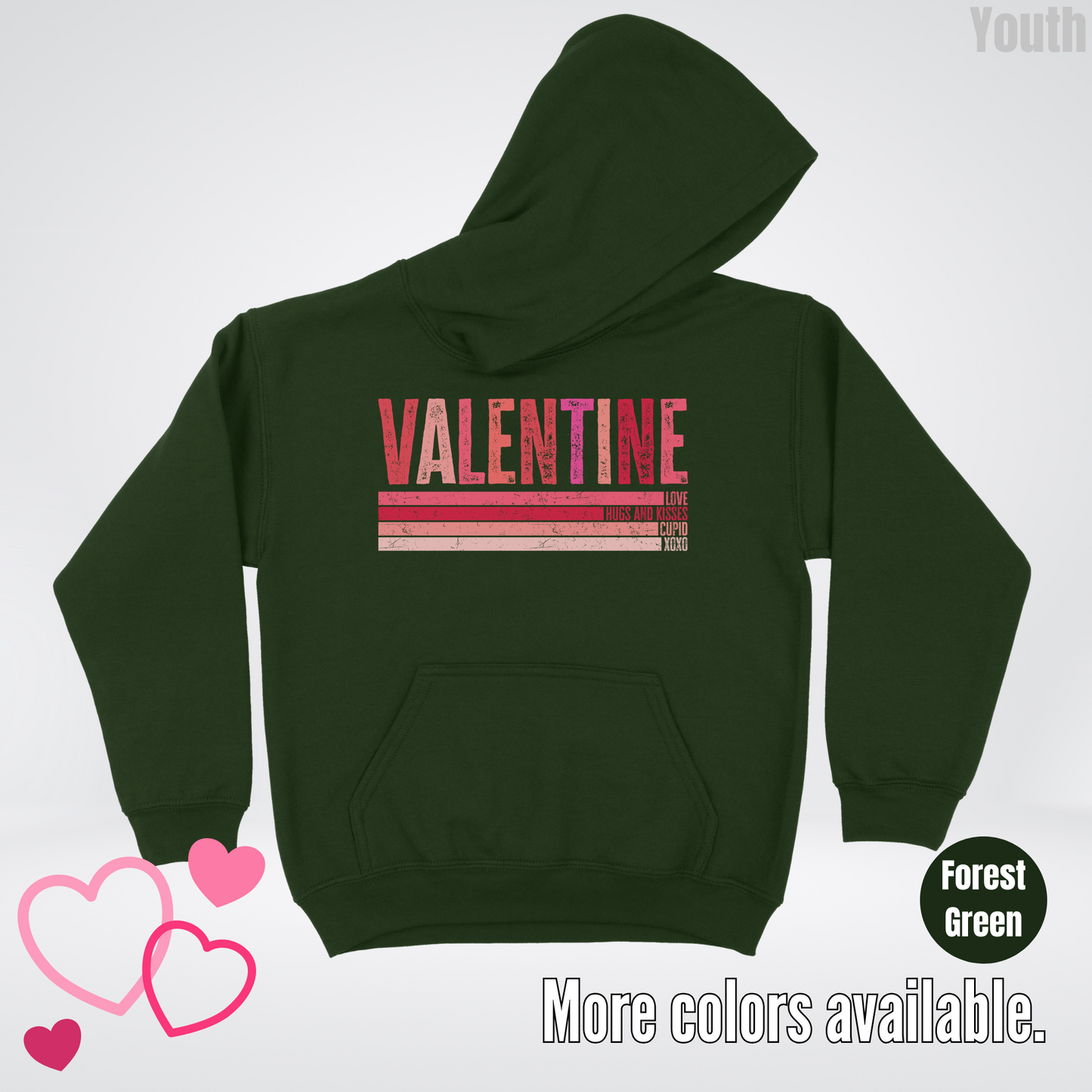 Valentine Hugs & Kisses Youth Hoodie