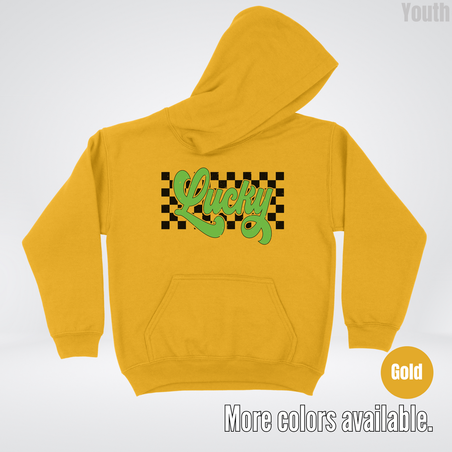 Lucky Cursive Checkered Retro – Saint Patrick’s Day Youth Hoodie