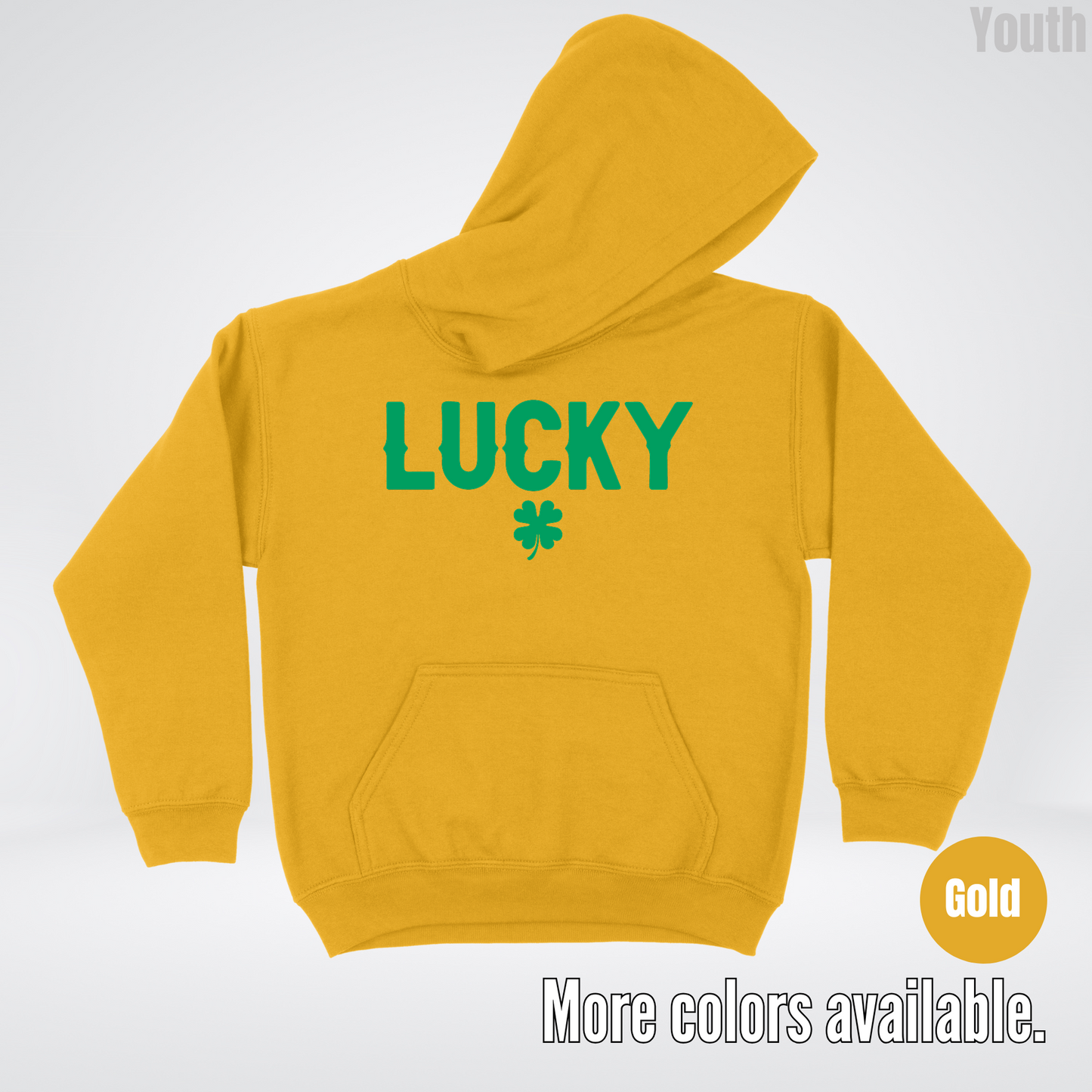 Lucky & Four Leaf Clover - Green Design - Saint Patrick's Day Youth Hoodie