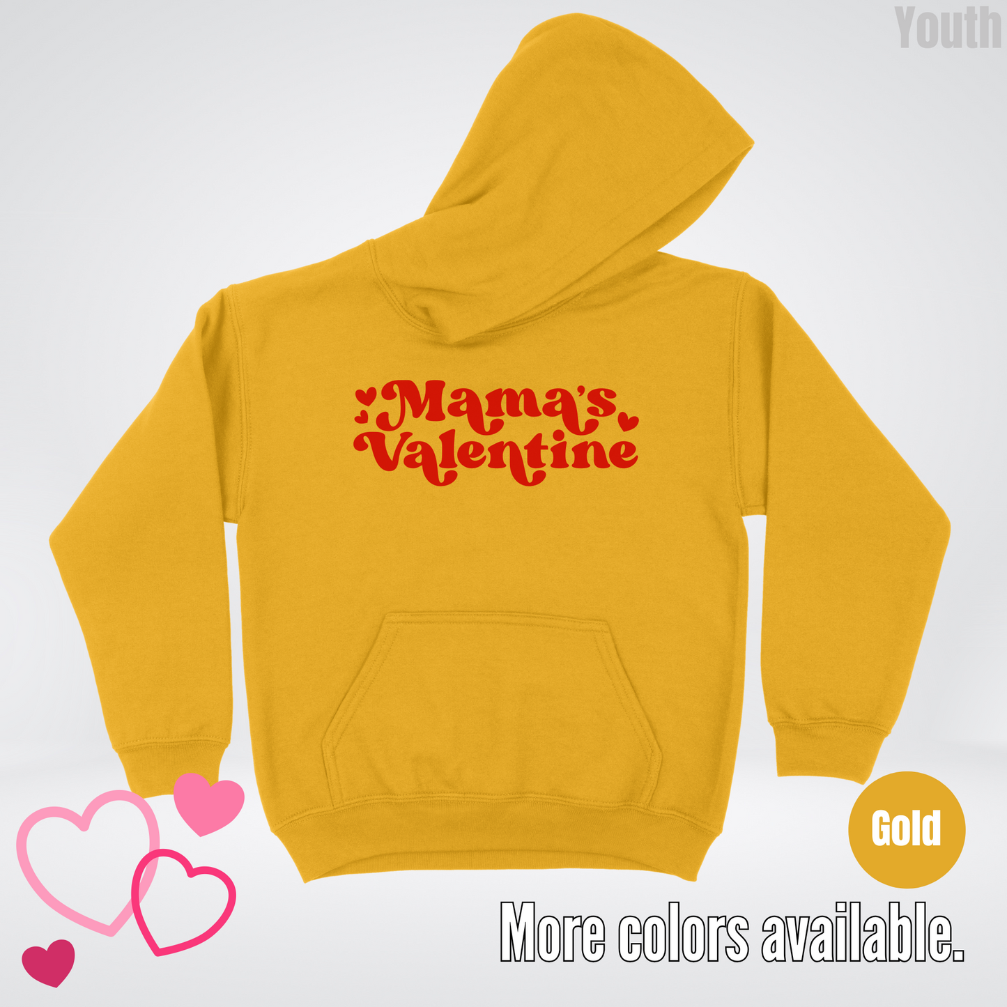 Mamas Valentine Retro Red Design Youth Hoodie