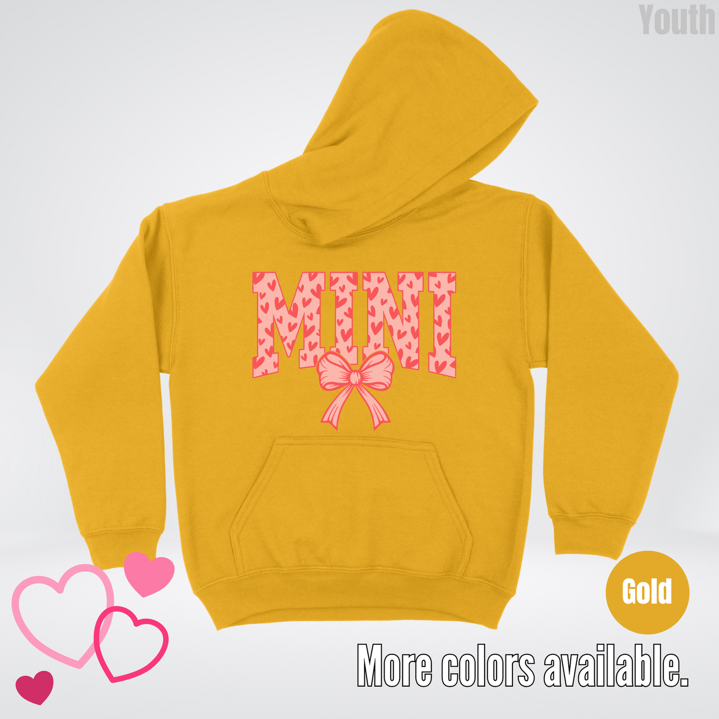 Mini Coquette Hearts Valentines Day Youth Hoodie