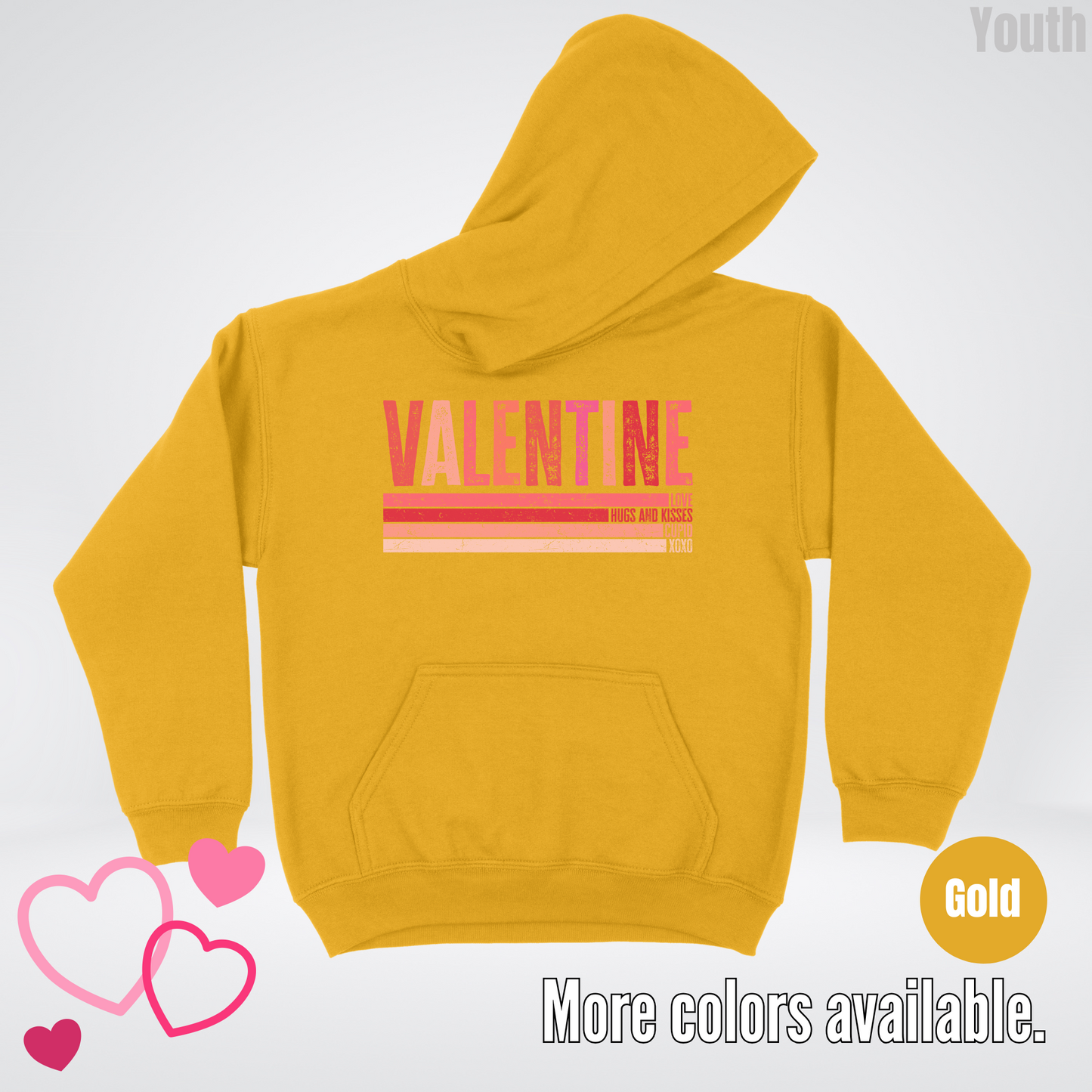 Valentine Hugs & Kisses Youth Hoodie