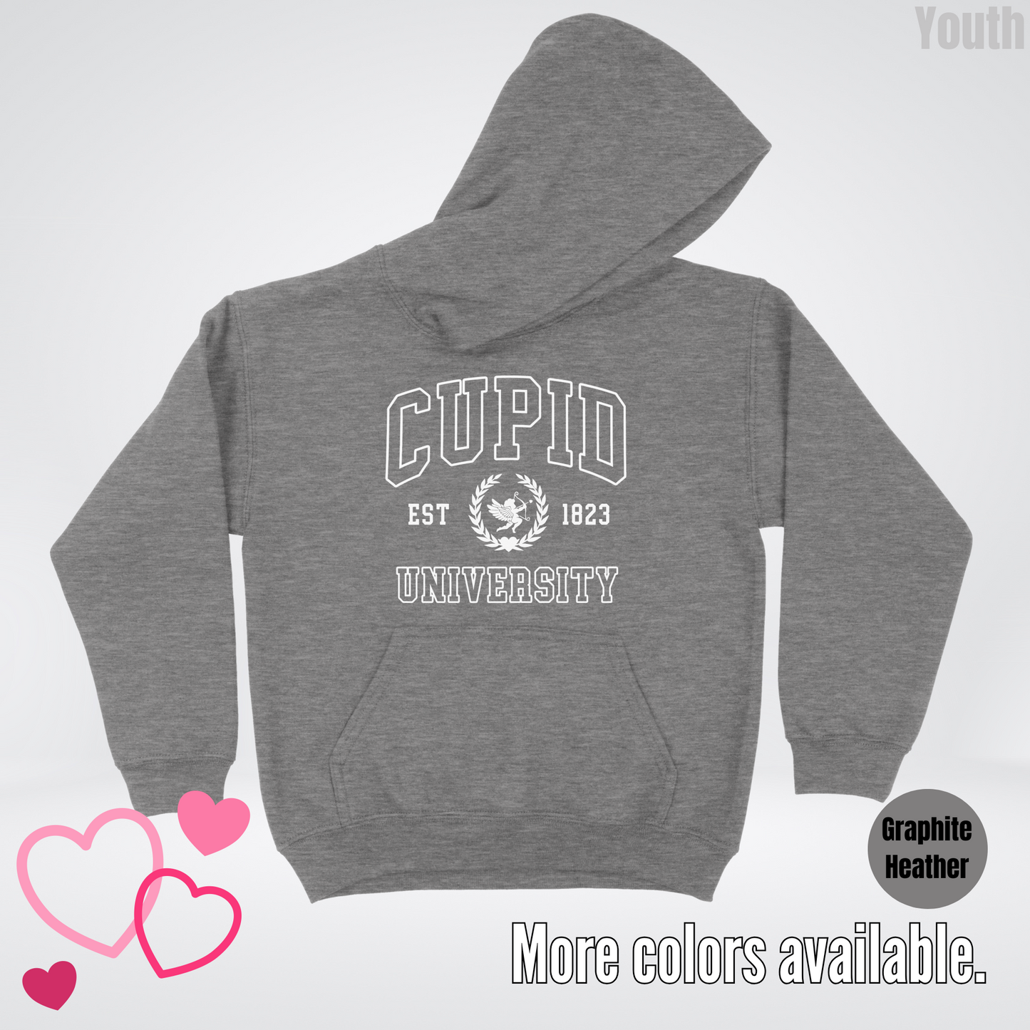Cupid University Est 1823 White Design Youth Hoodie