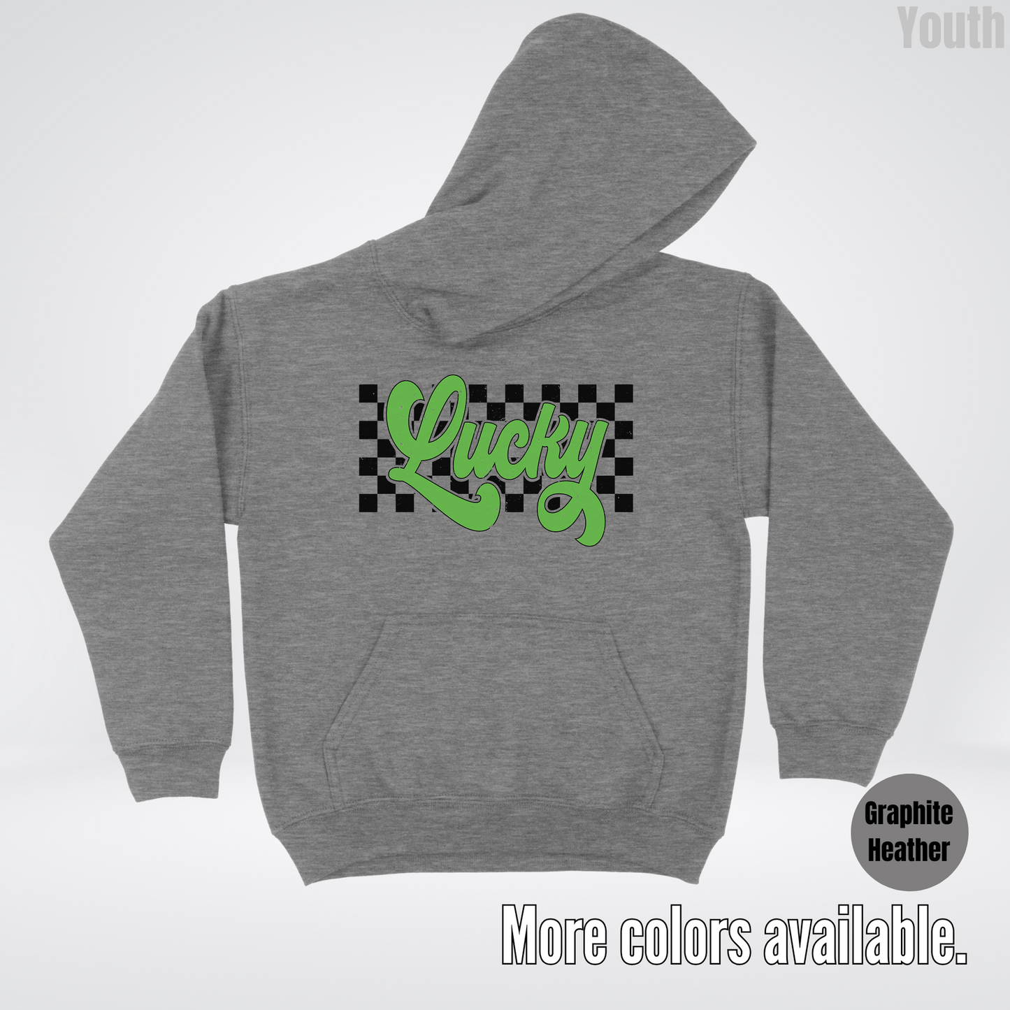 Lucky Cursive Checkered Retro – Saint Patrick’s Day Youth Hoodie