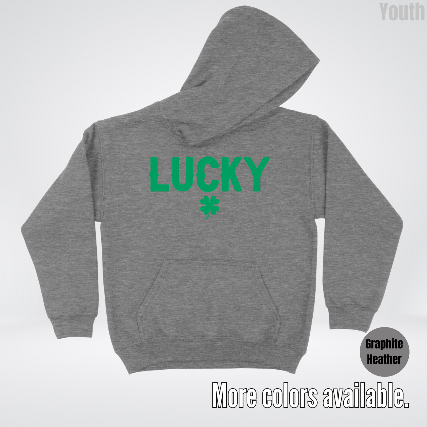 Lucky & Four Leaf Clover - Green Design - Saint Patrick's Day Youth Hoodie