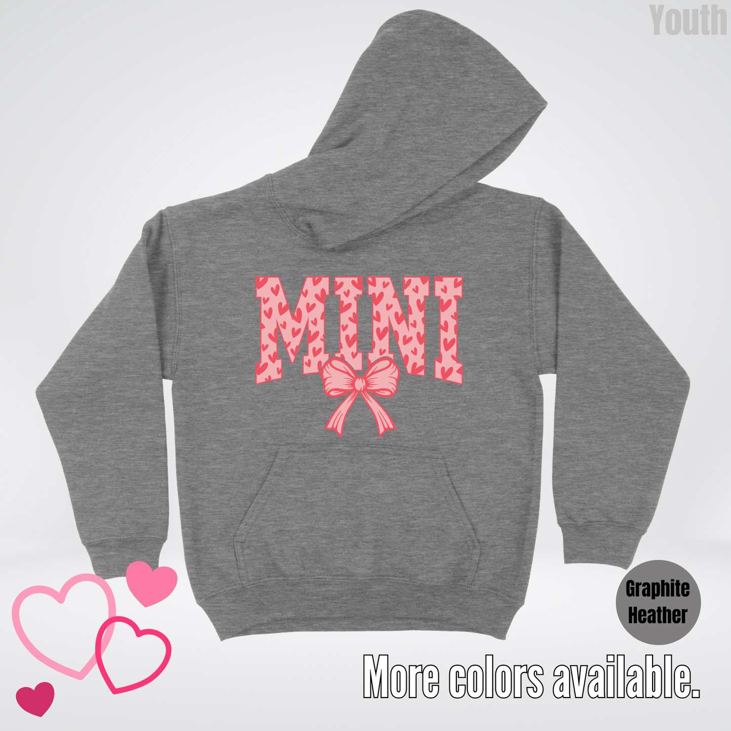 Mini Coquette Hearts Valentines Day Youth Hoodie