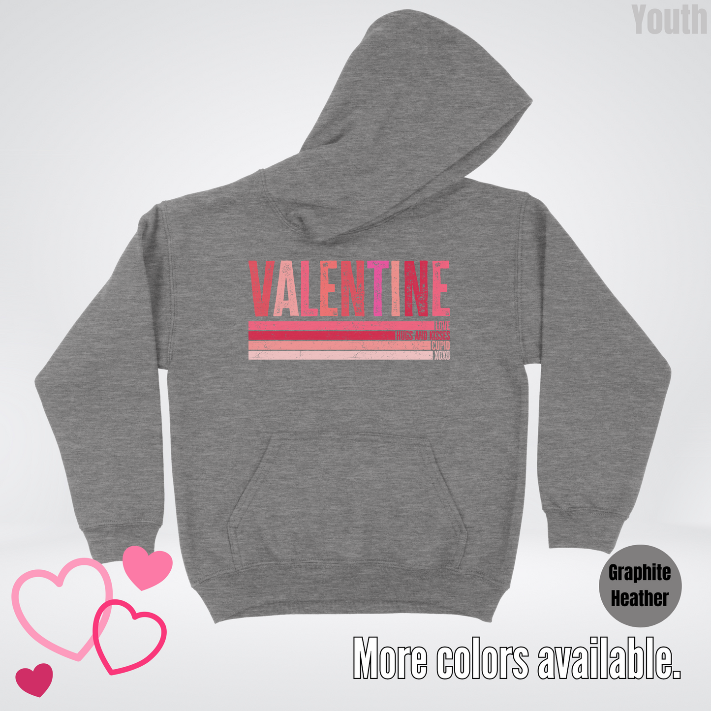 Valentine Hugs & Kisses Youth Hoodie