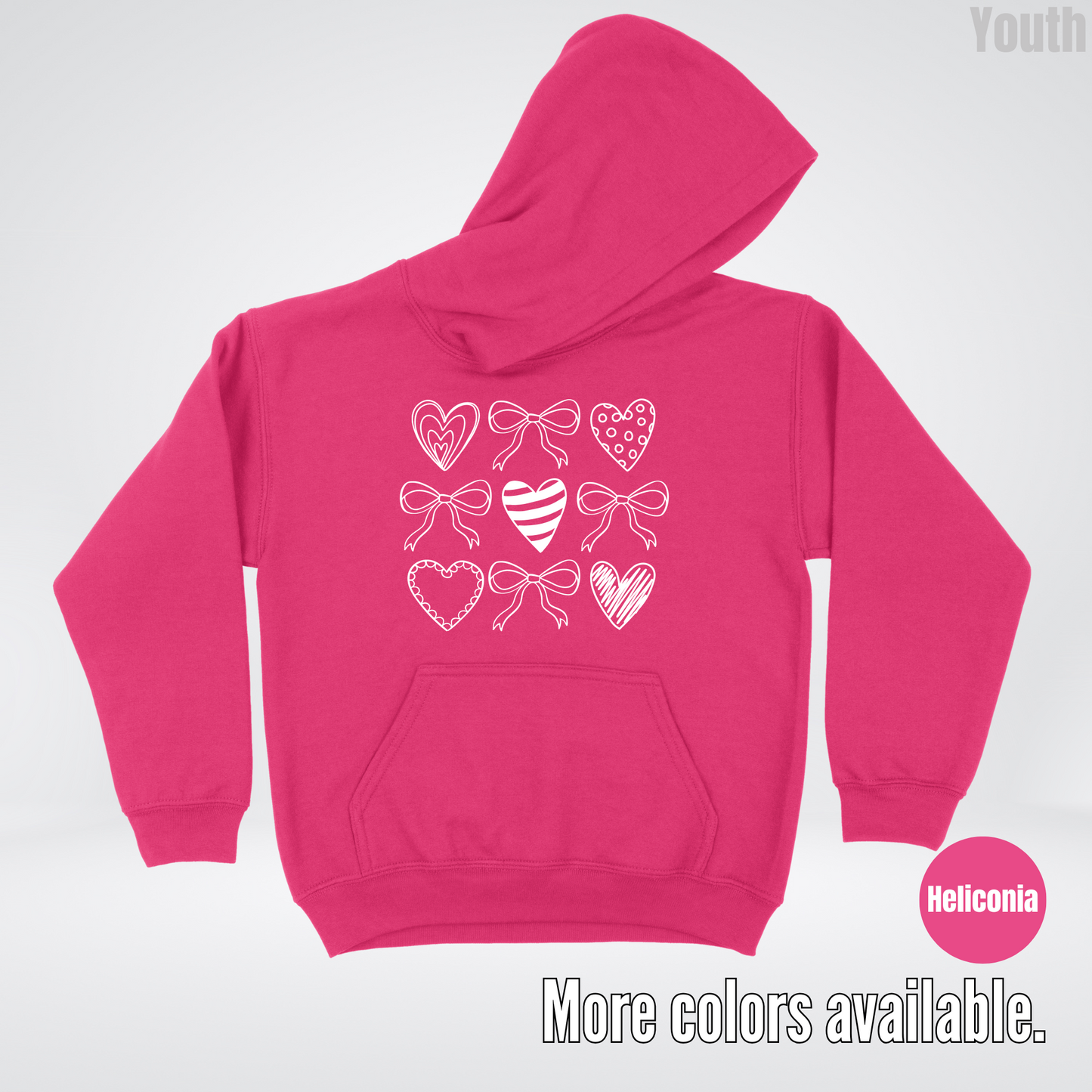 Doodle Coquette Hearts Youth Hoodie