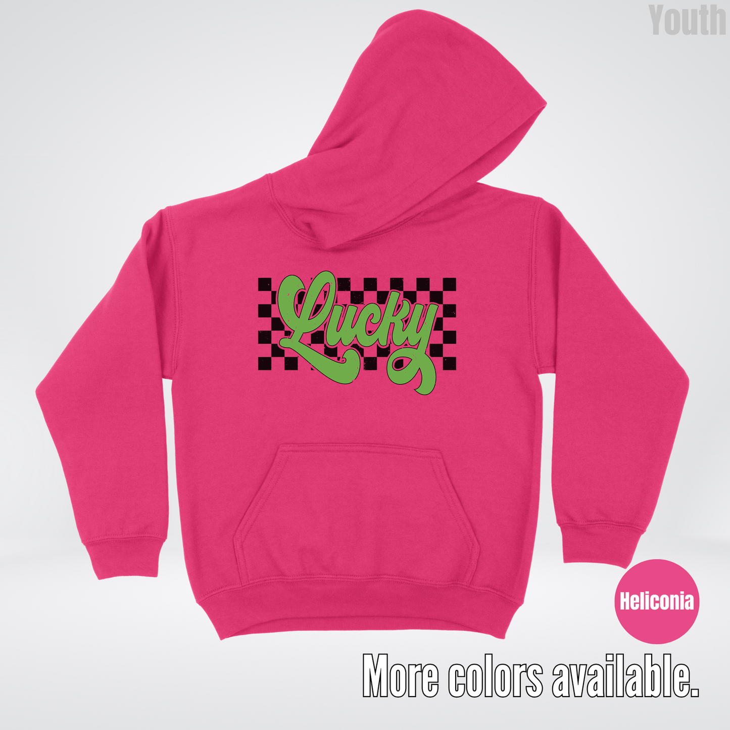 Lucky Cursive Checkered Retro – Saint Patrick’s Day Youth Hoodie