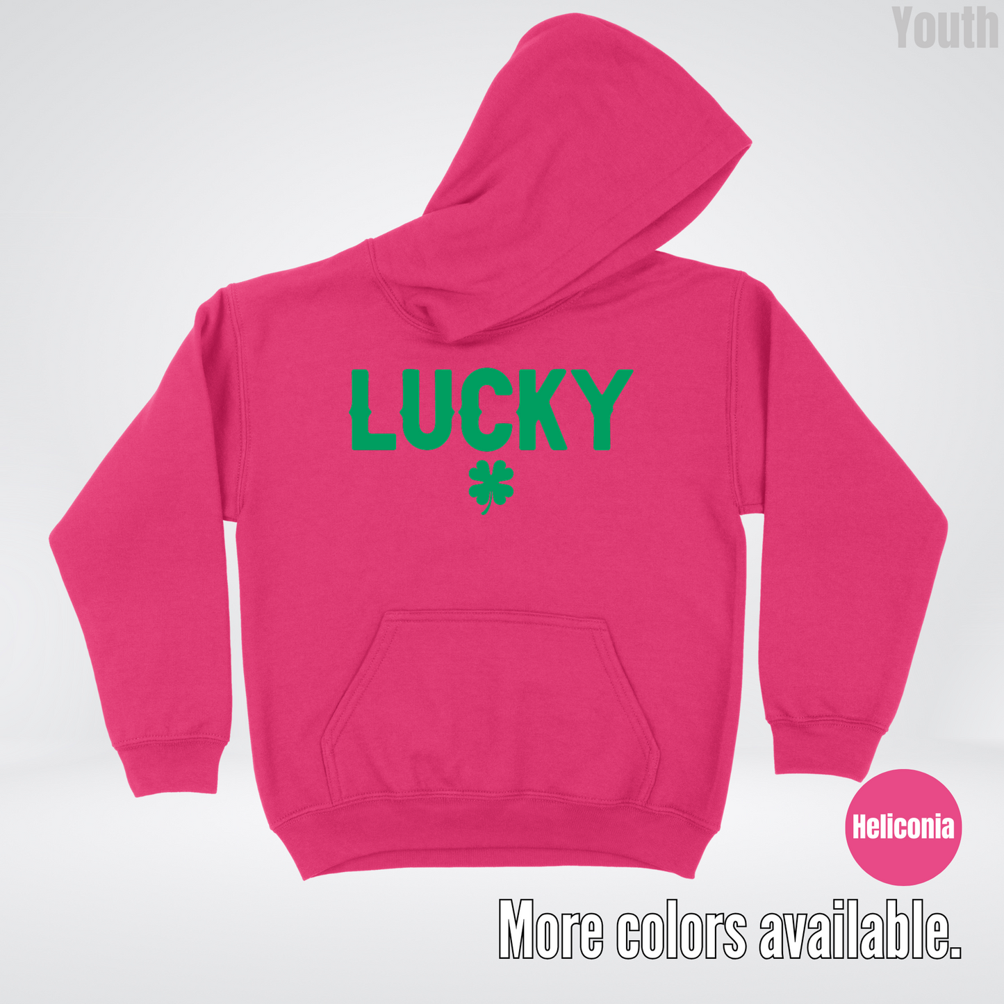 Lucky & Four Leaf Clover - Green Design - Saint Patrick's Day Youth Hoodie