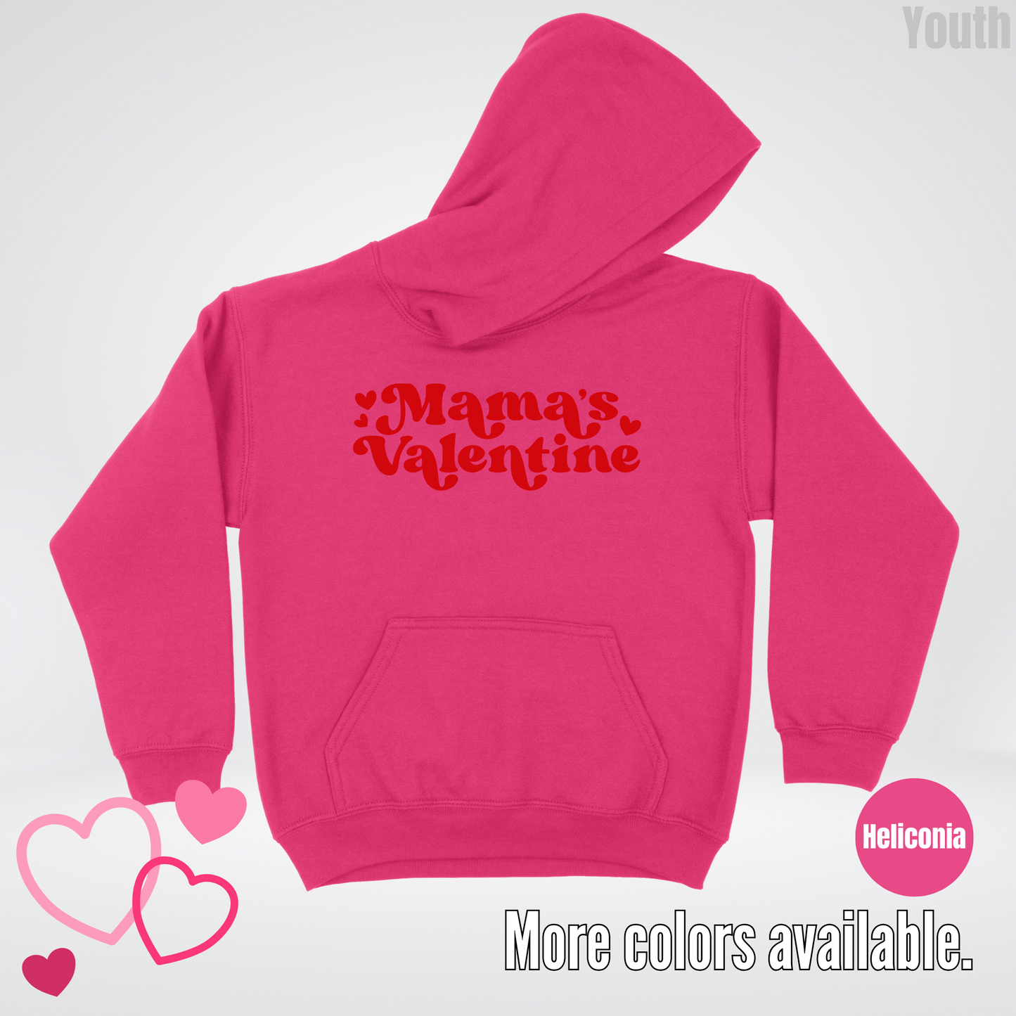 Mamas Valentine Retro Red Design Youth Hoodie