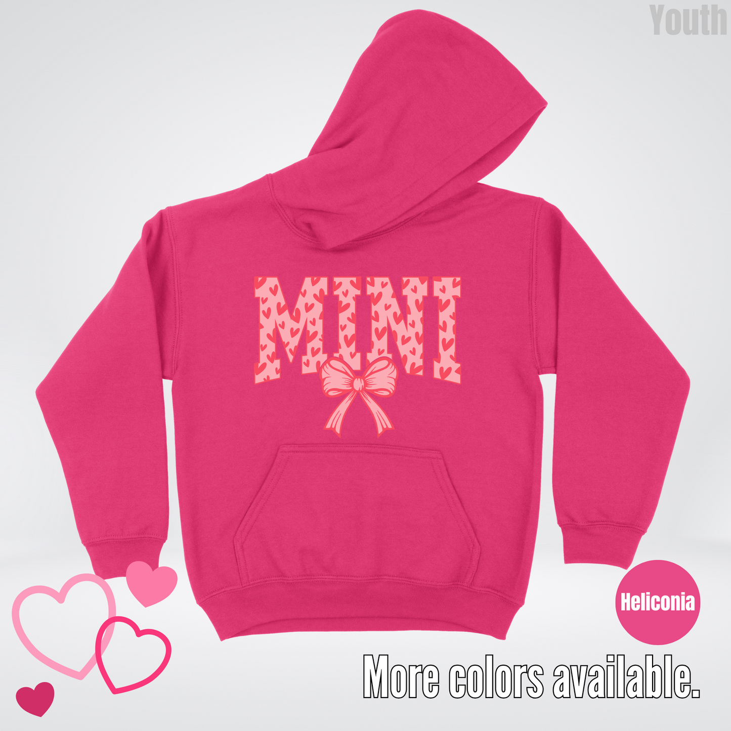 Mini Coquette Hearts Valentines Day Youth Hoodie