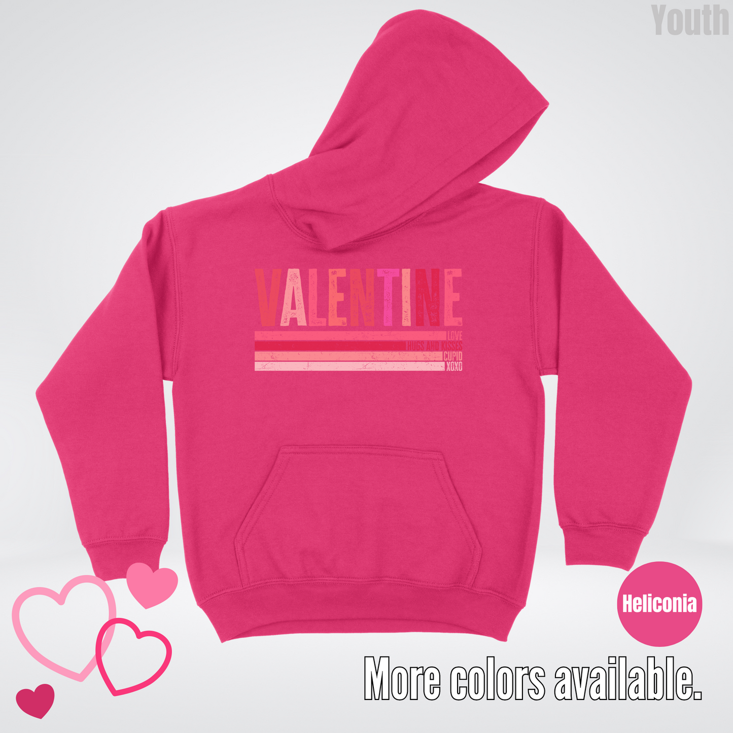 Valentine Hugs & Kisses Youth Hoodie