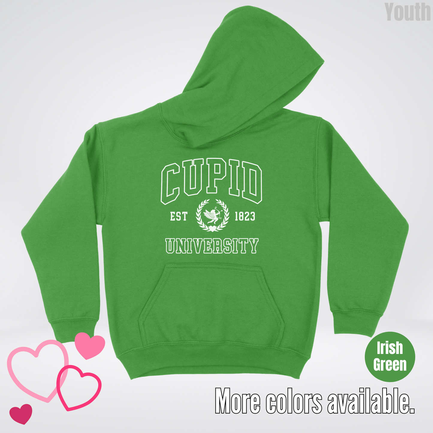 Cupid University Est 1823 White Design Youth Hoodie