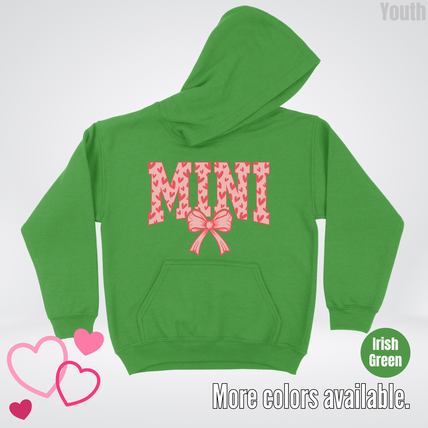 Mini Coquette Hearts Valentines Day Youth Hoodie