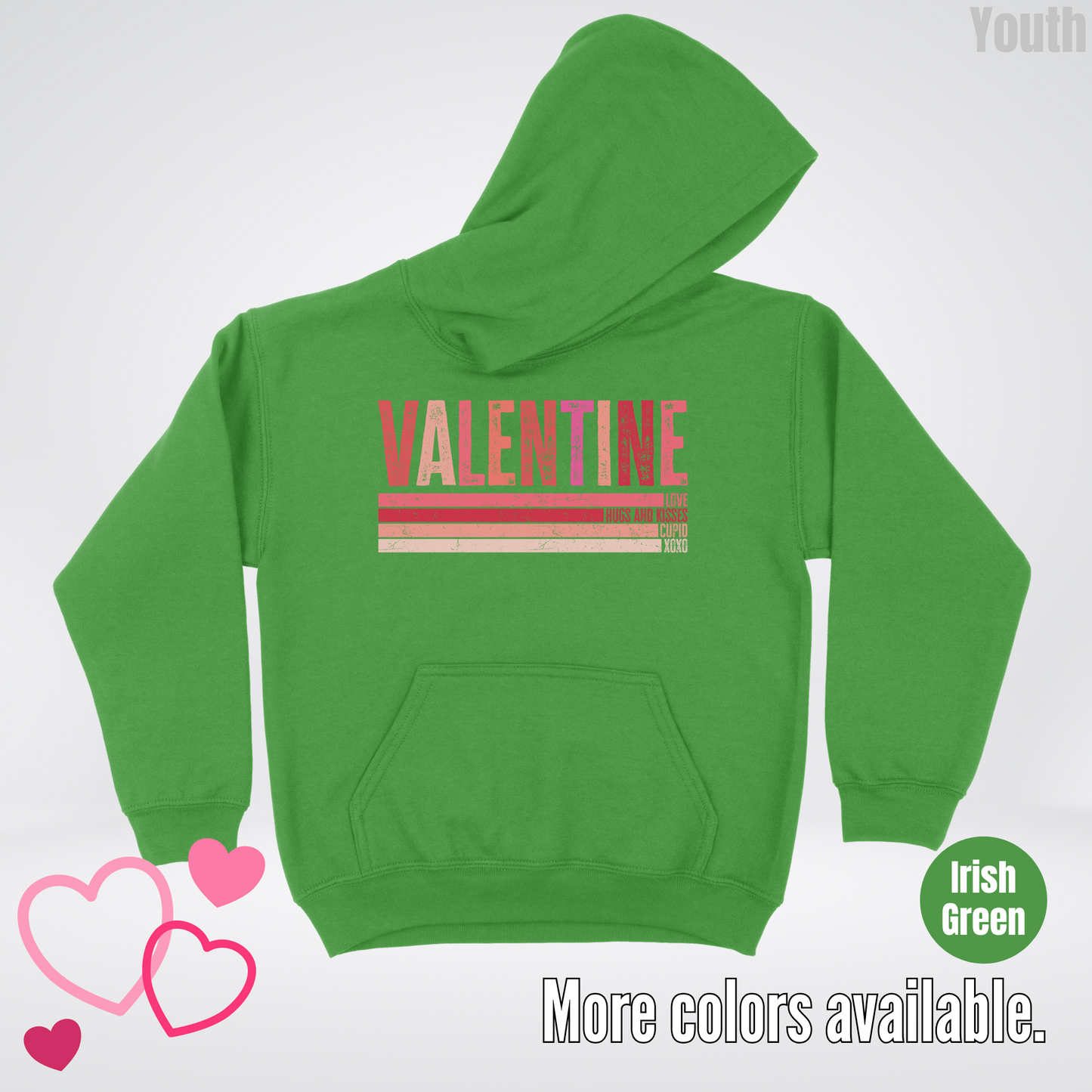 Valentine Hugs & Kisses Youth Hoodie