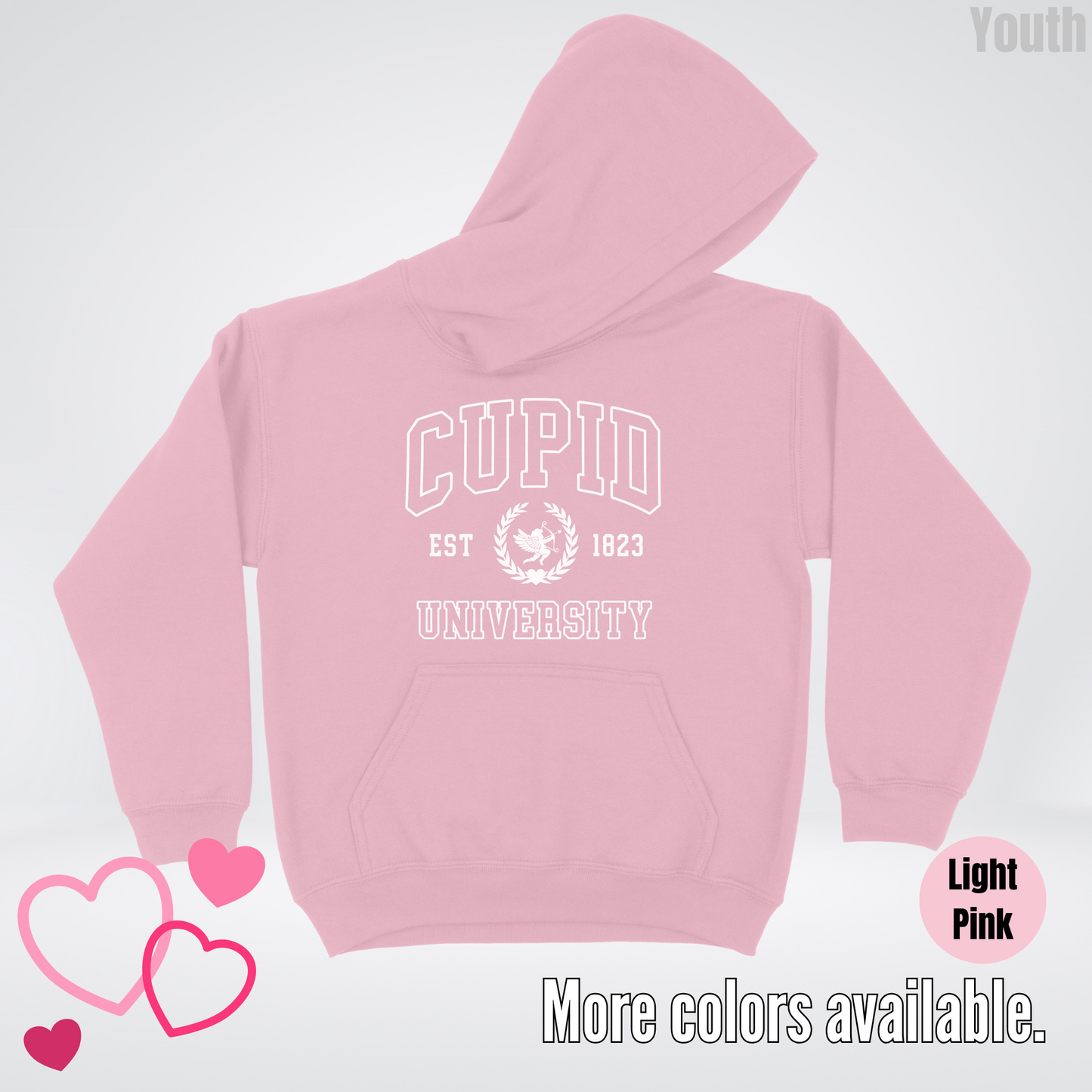 Cupid University Est 1823 White Design Youth Hoodie