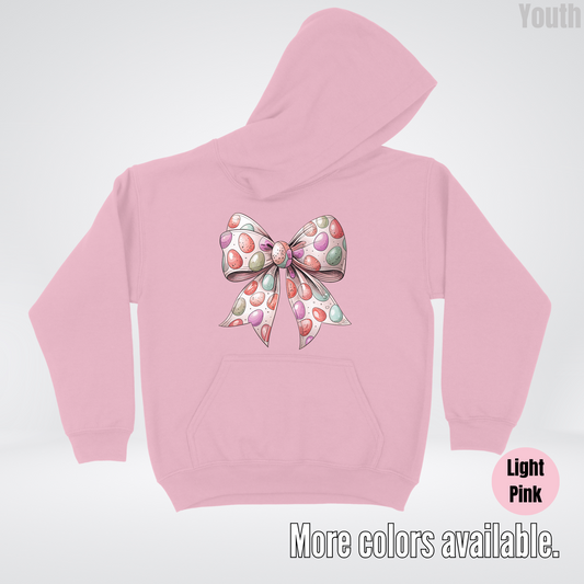 Easter Eggs Coquette Bow Youth Hoodie