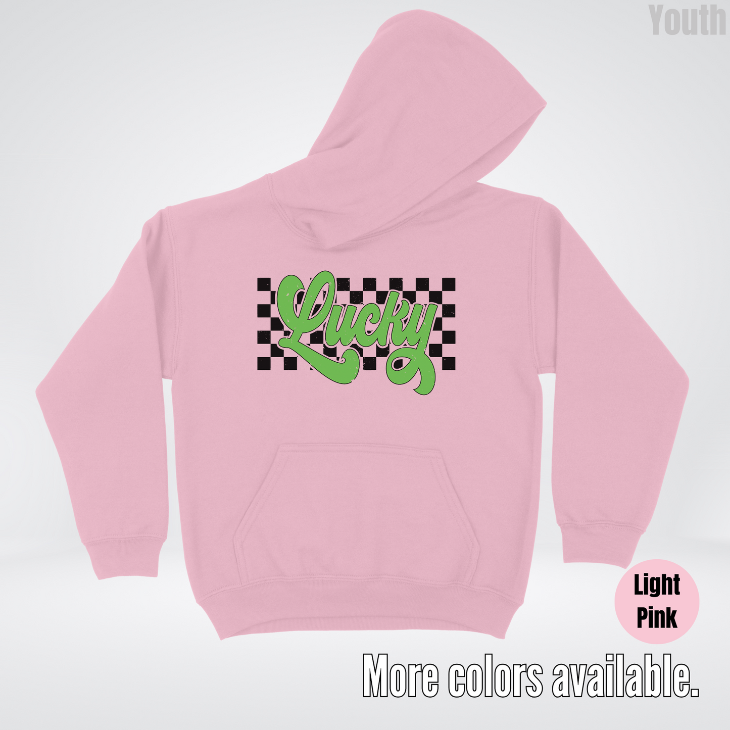 Lucky Cursive Checkered Retro – Saint Patrick’s Day Youth Hoodie
