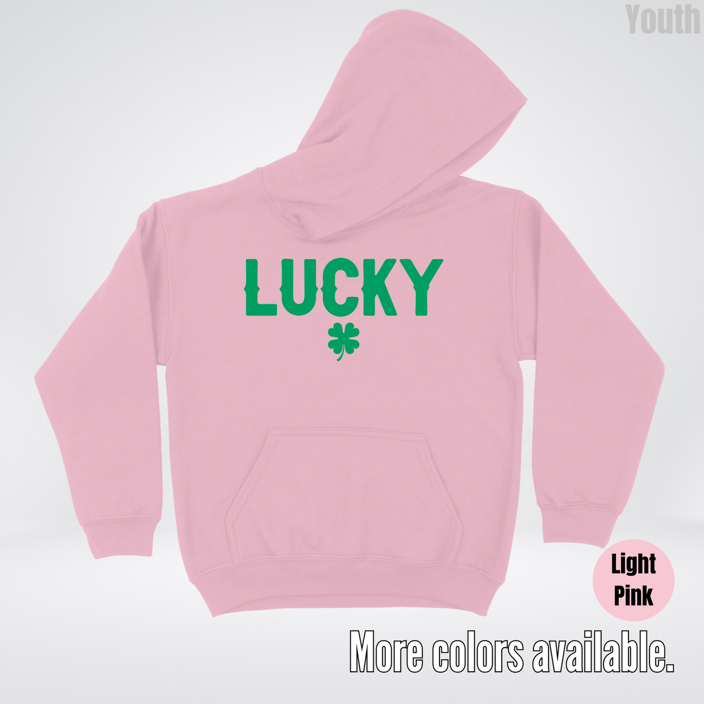 Lucky & Four Leaf Clover - Green Design - Saint Patrick's Day Youth Hoodie