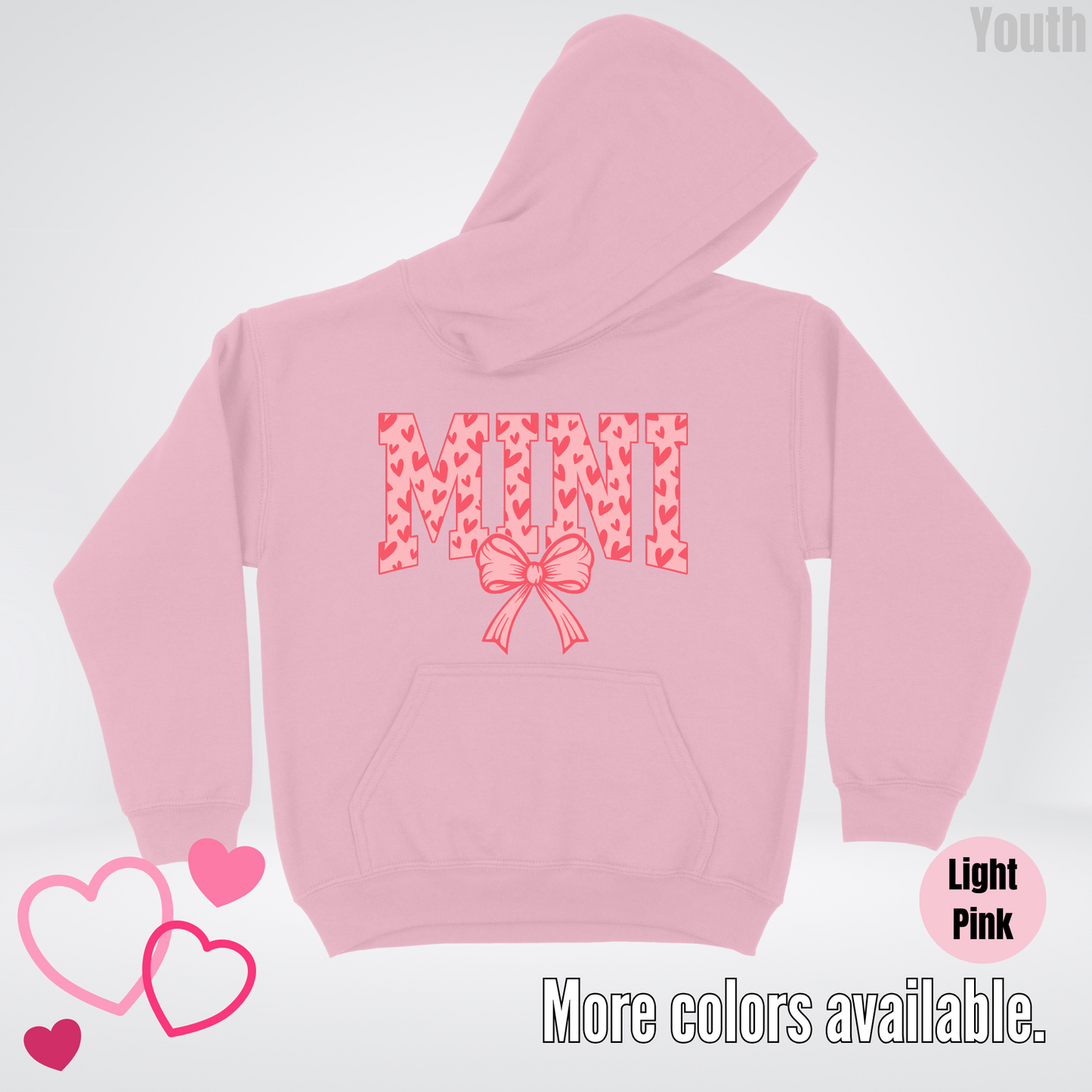 Mini Coquette Hearts Valentines Day Youth Hoodie