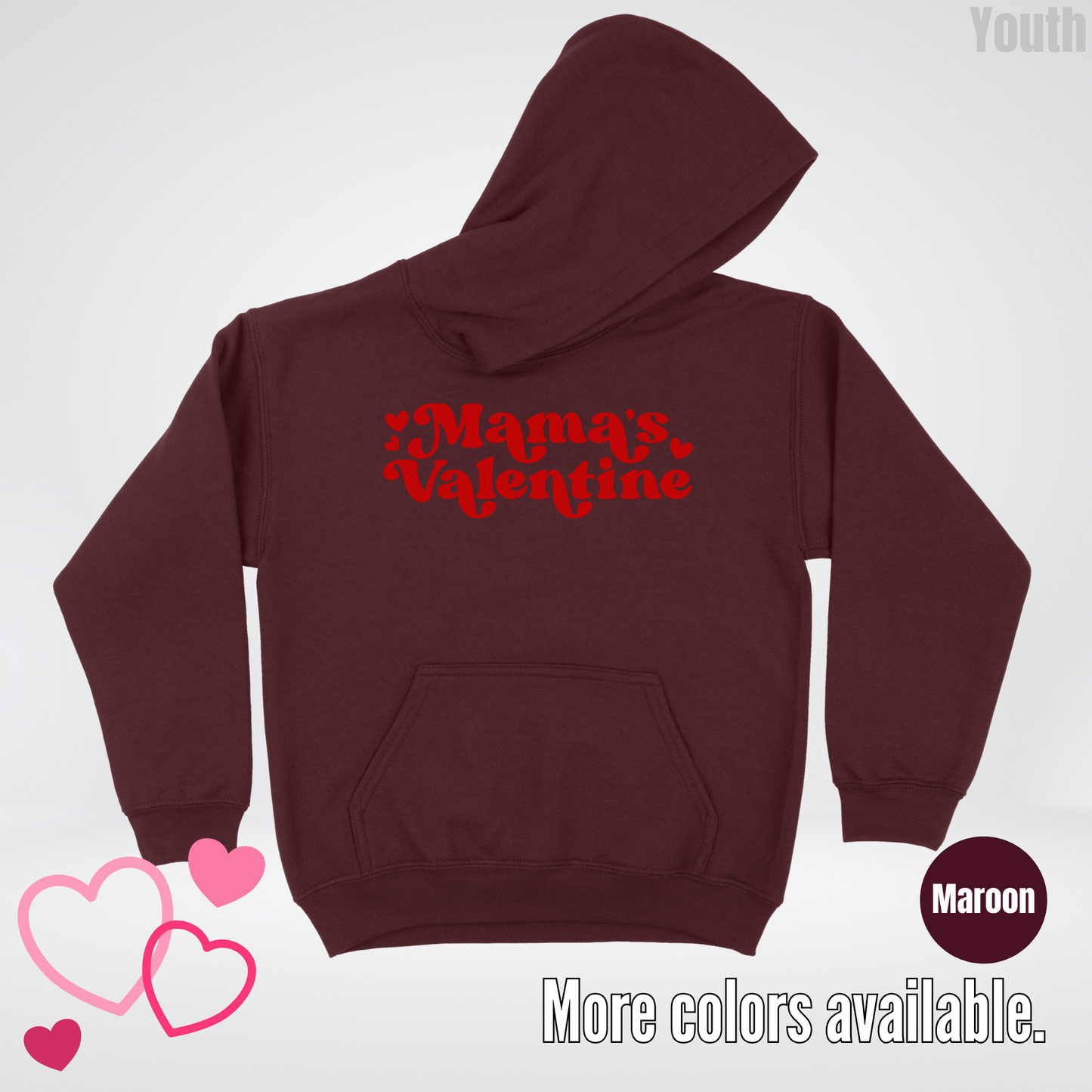 Mamas Valentine Retro Red Design Youth Hoodie