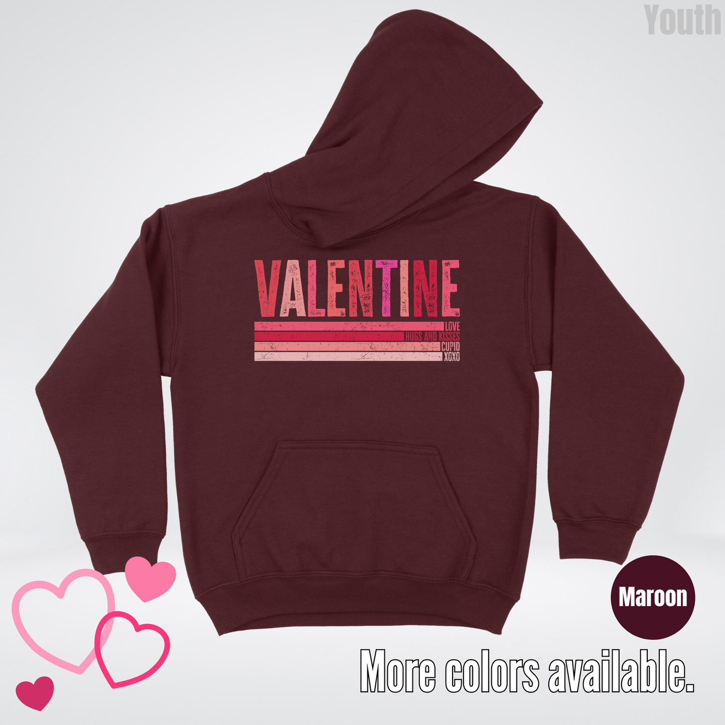 Valentine Hugs & Kisses Youth Hoodie