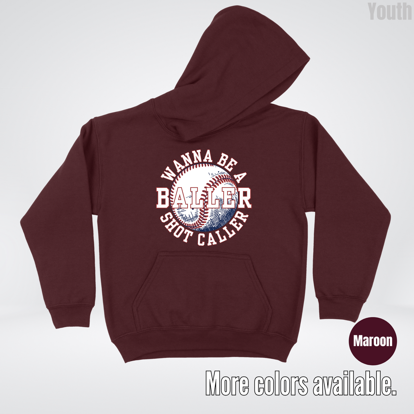 Wanna Be A Baller Shot Caller Youth Hoodie