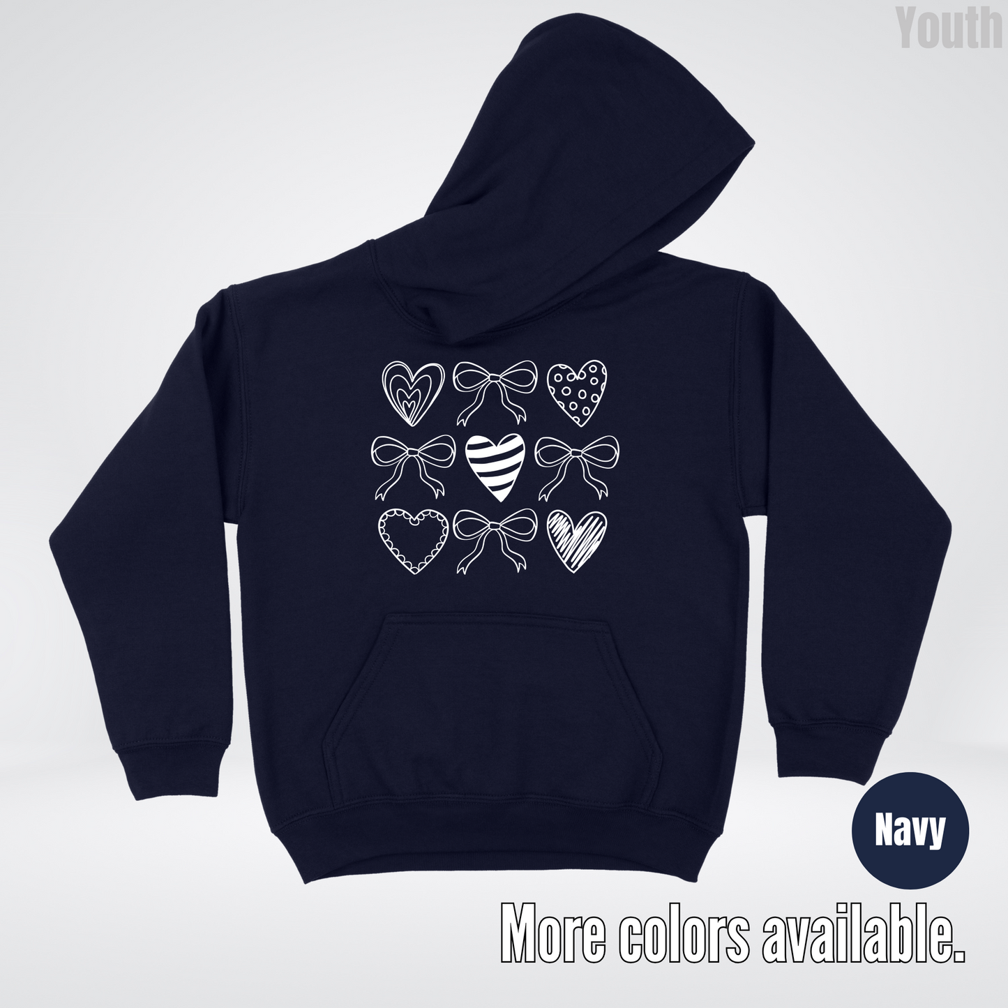 Doodle Coquette Hearts Youth Hoodie