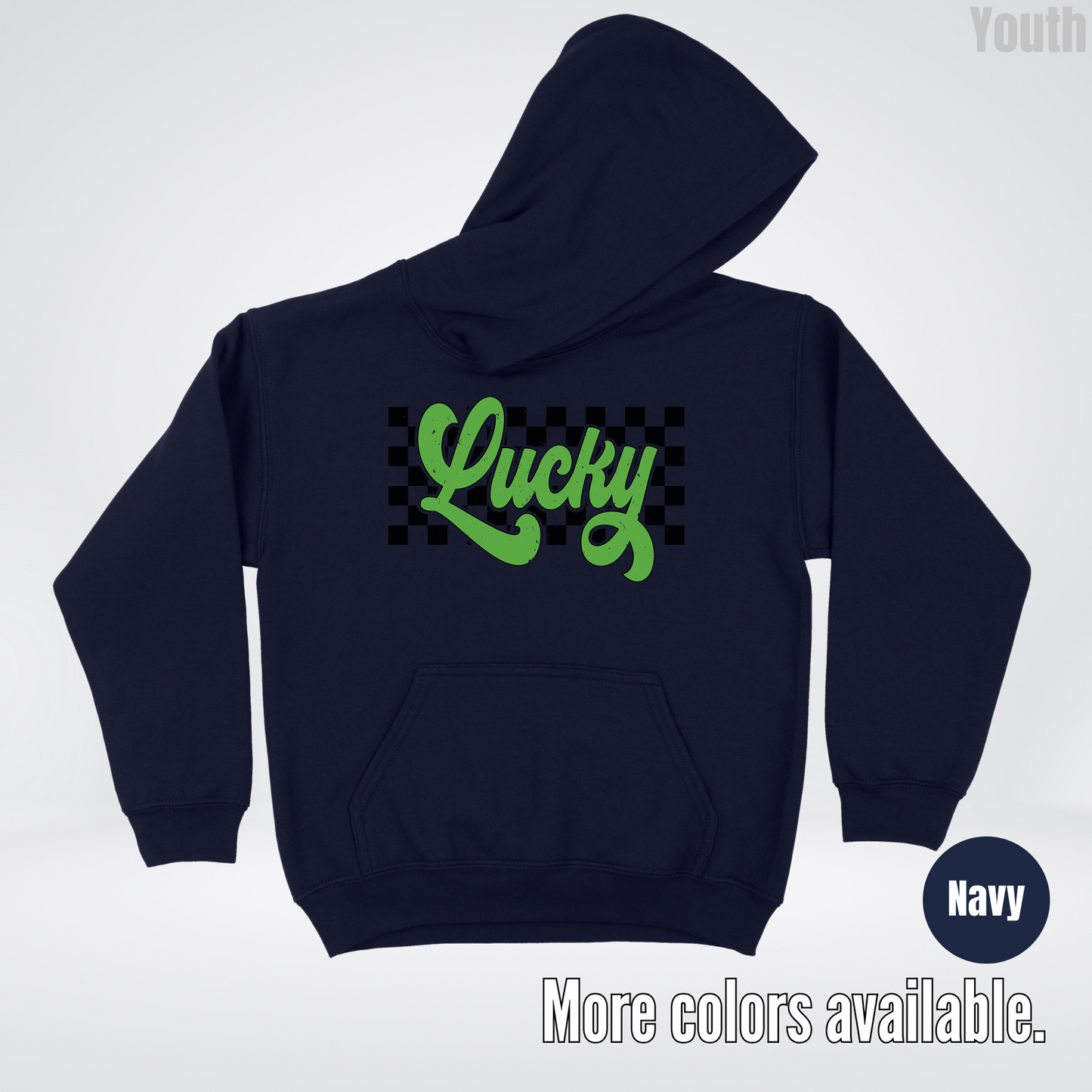 Lucky Cursive Checkered Retro – Saint Patrick’s Day Youth Hoodie