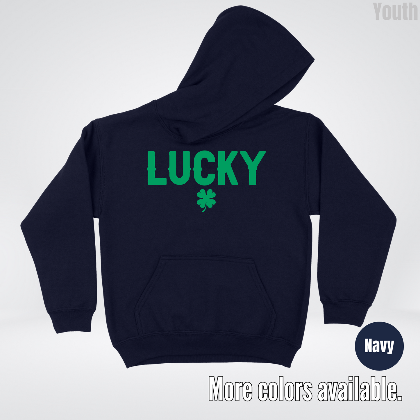 Lucky & Four Leaf Clover - Green Design - Saint Patrick's Day Youth Hoodie