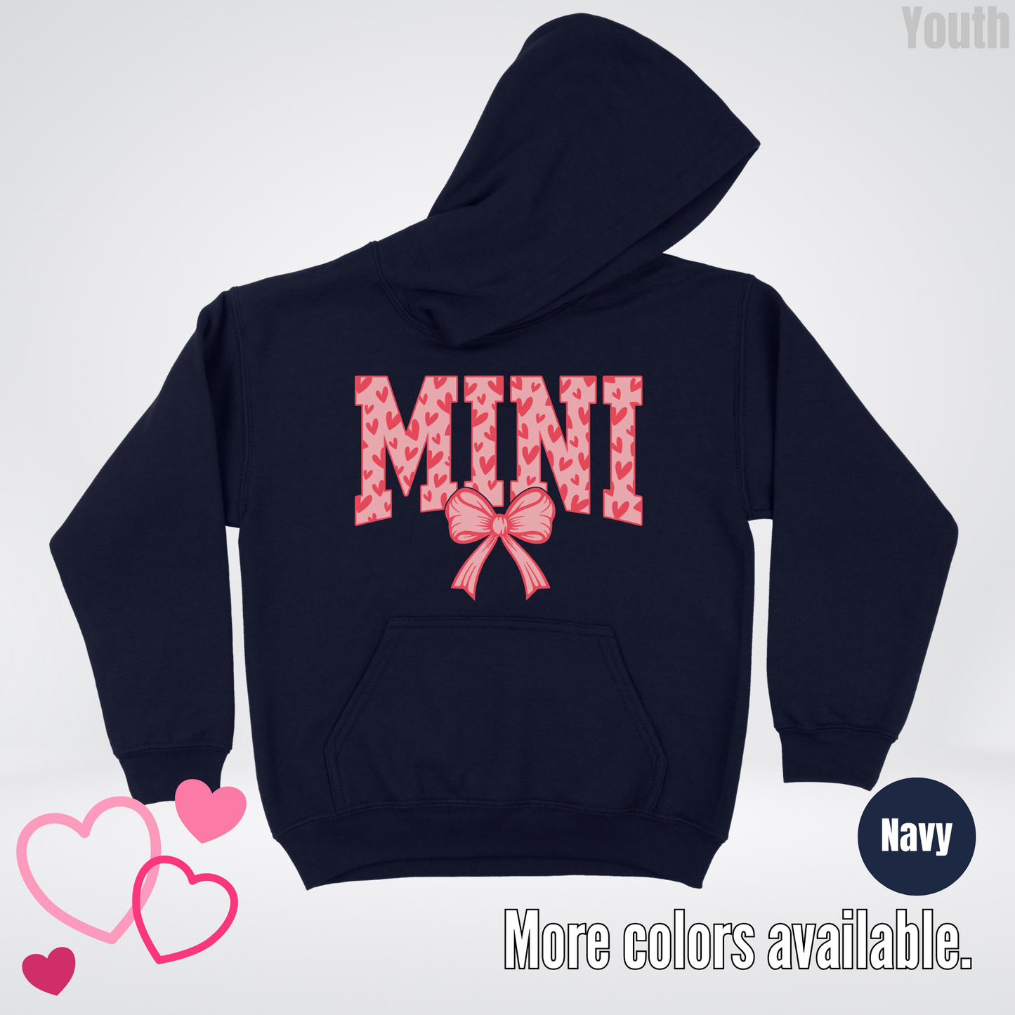 Mini Coquette Hearts Valentines Day Youth Hoodie