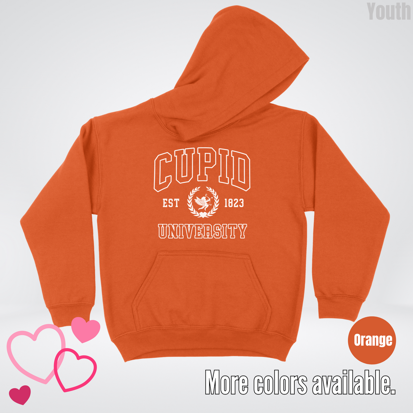 Cupid University Est 1823 White Design Youth Hoodie