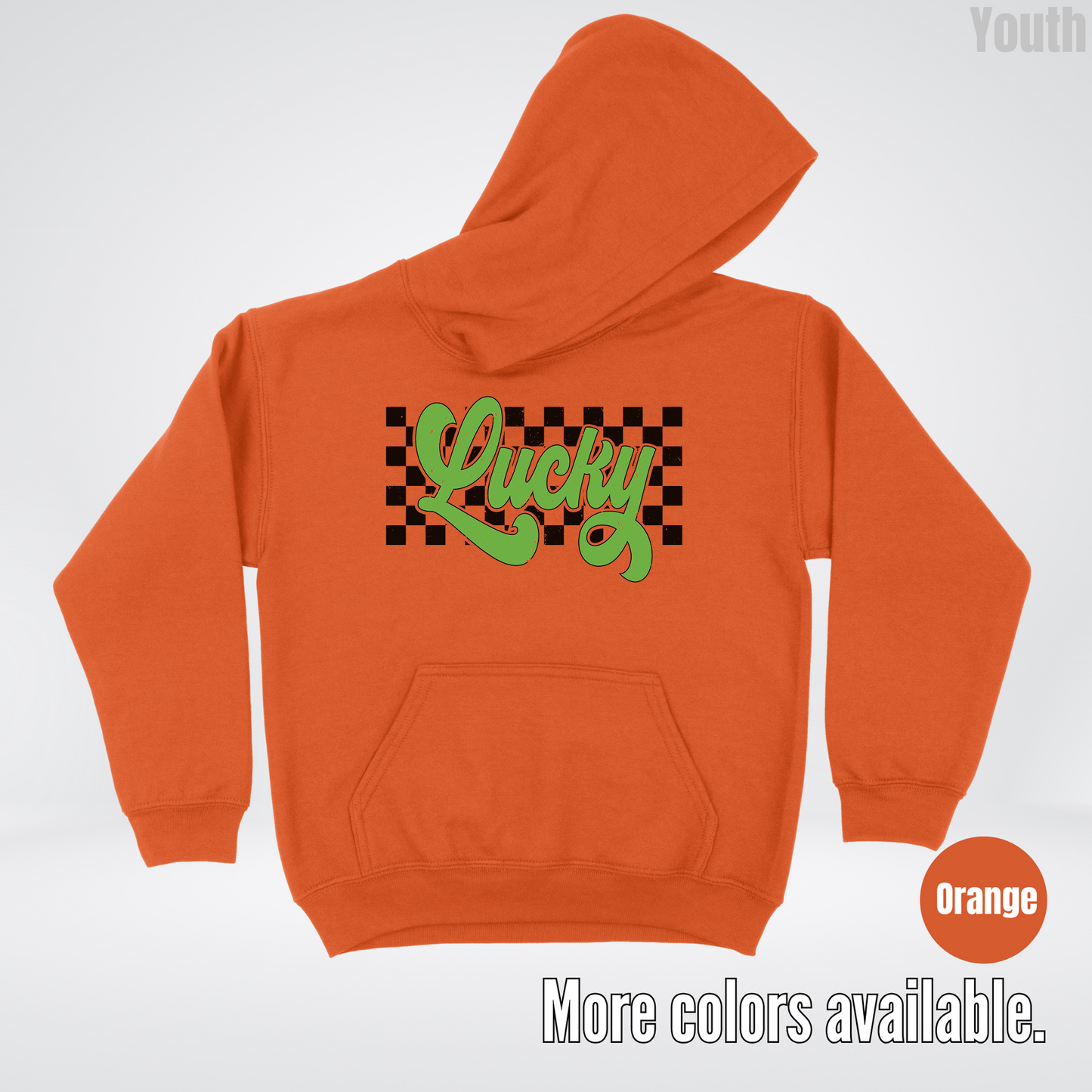Lucky Cursive Checkered Retro – Saint Patrick’s Day Youth Hoodie