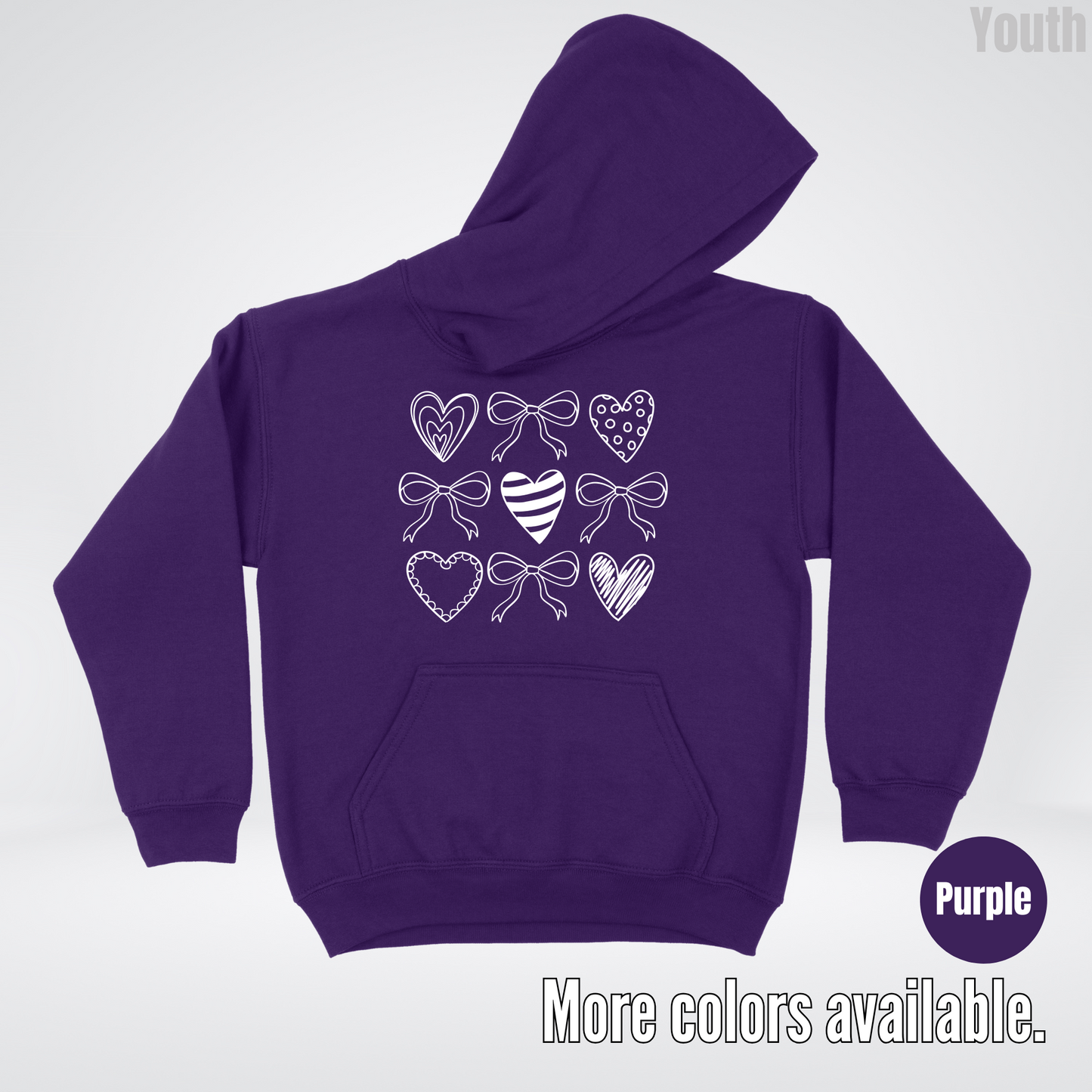 Doodle Coquette Hearts Youth Hoodie
