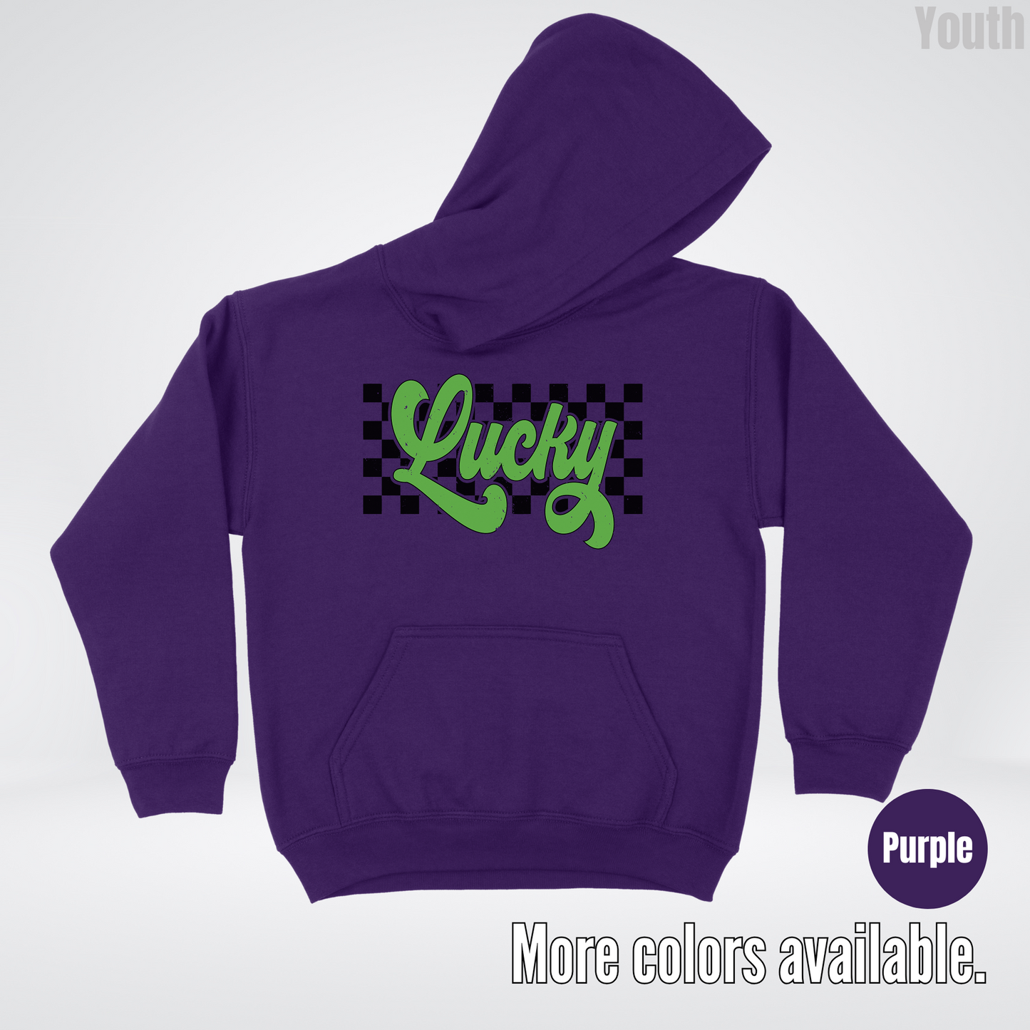 Lucky Cursive Checkered Retro – Saint Patrick’s Day Youth Hoodie