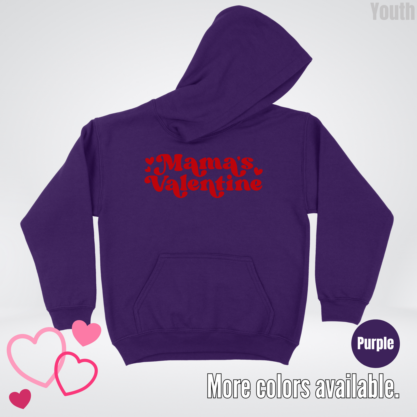 Mamas Valentine Retro Red Design Youth Hoodie
