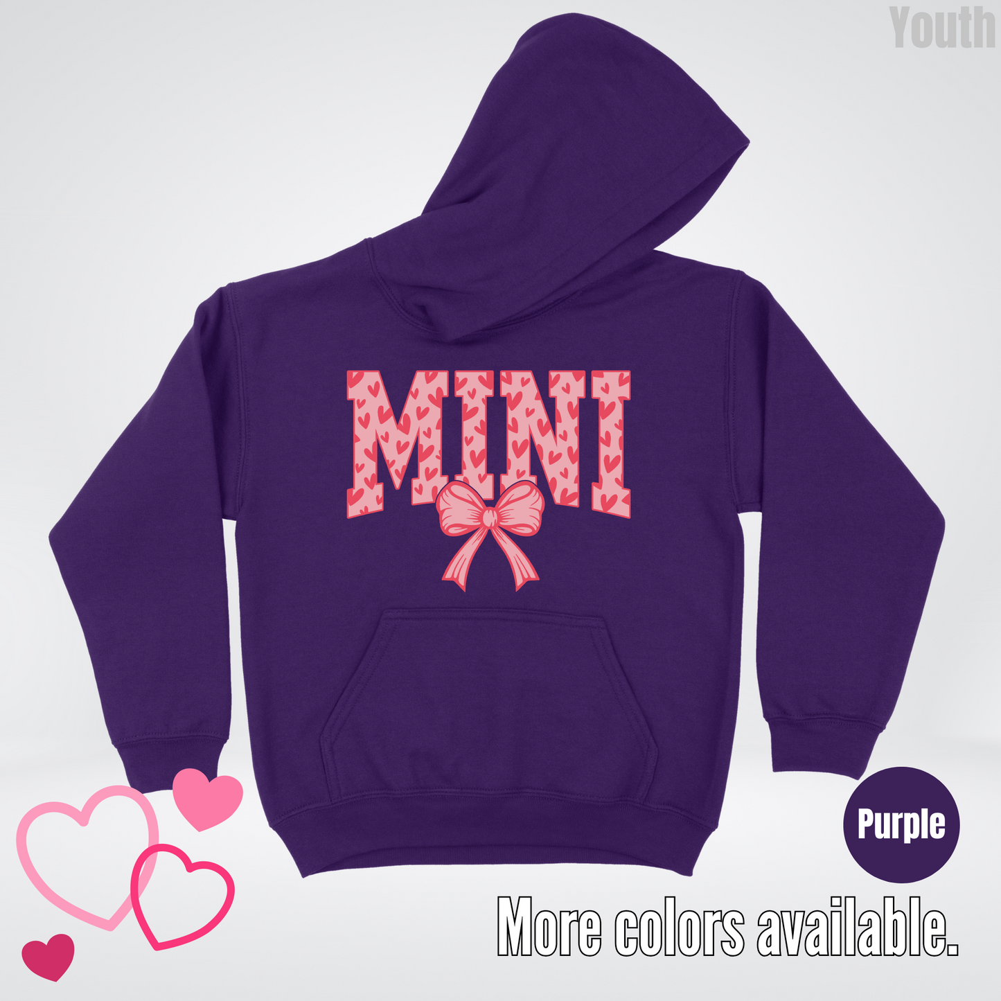 Mini Coquette Hearts Valentines Day Youth Hoodie