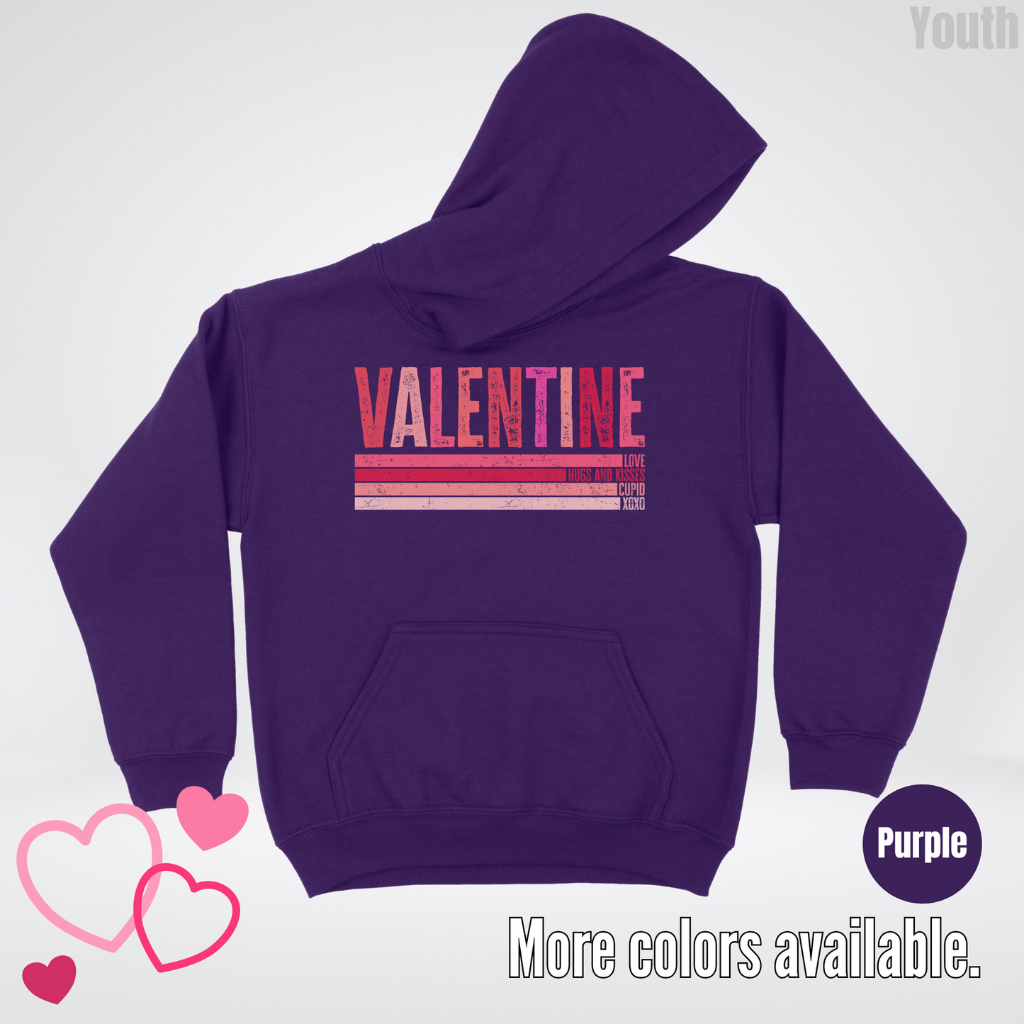 Valentine Hugs & Kisses Youth Hoodie