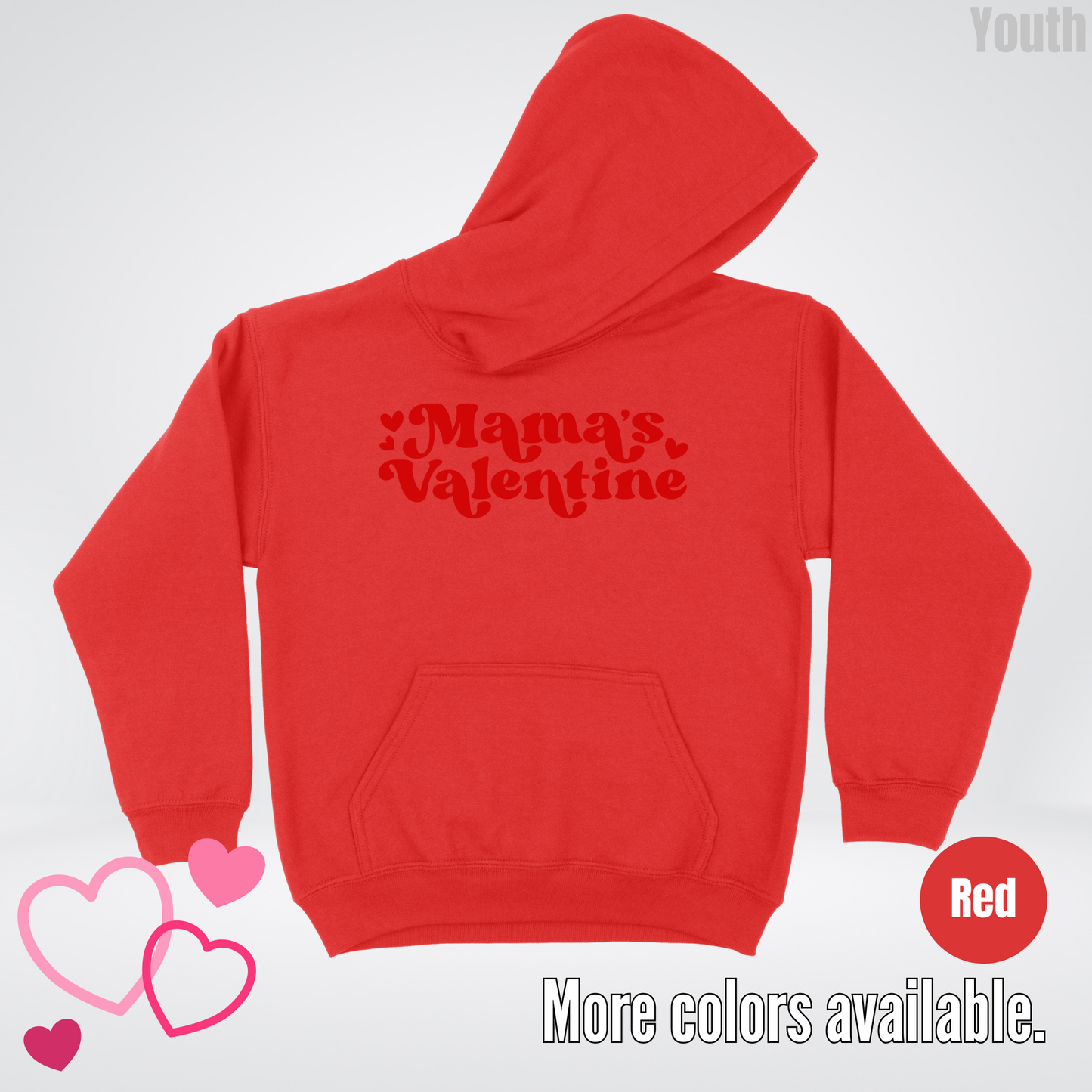 Mamas Valentine Retro Red Design Youth Hoodie