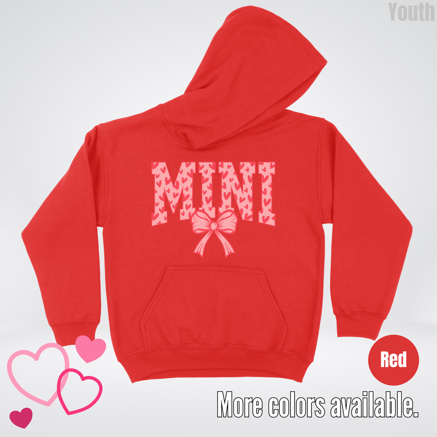 Mini Coquette Hearts Valentines Day Youth Hoodie