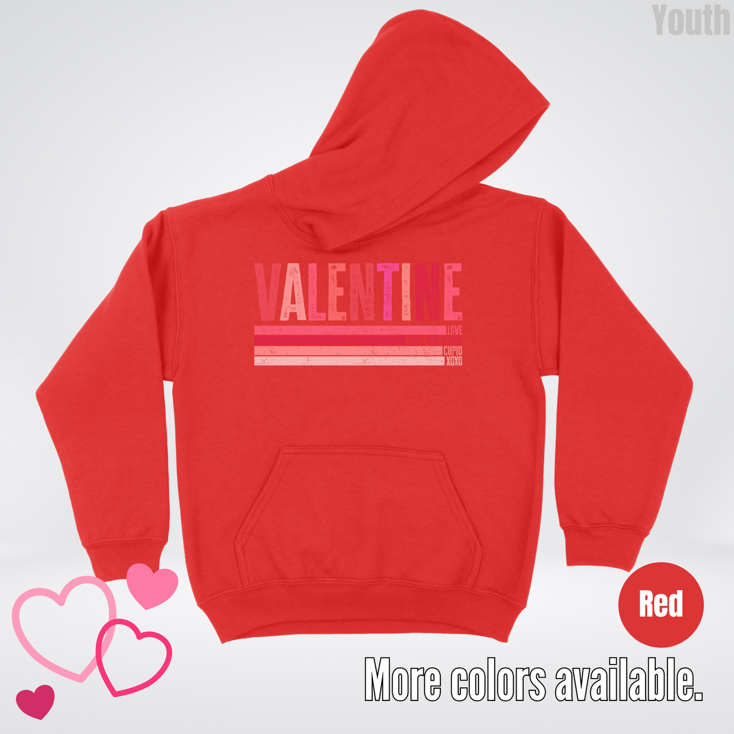 Valentine Hugs & Kisses Youth Hoodie