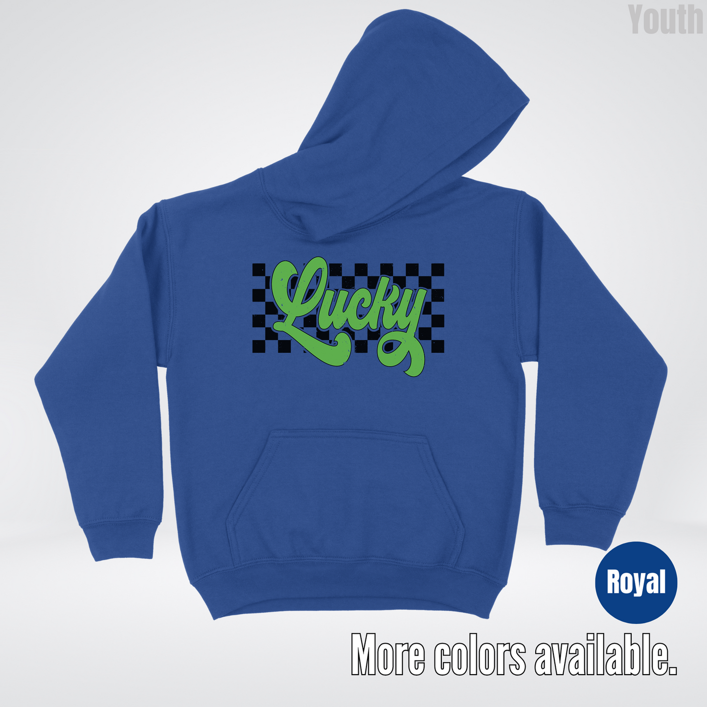 Lucky Cursive Checkered Retro – Saint Patrick’s Day Youth Hoodie