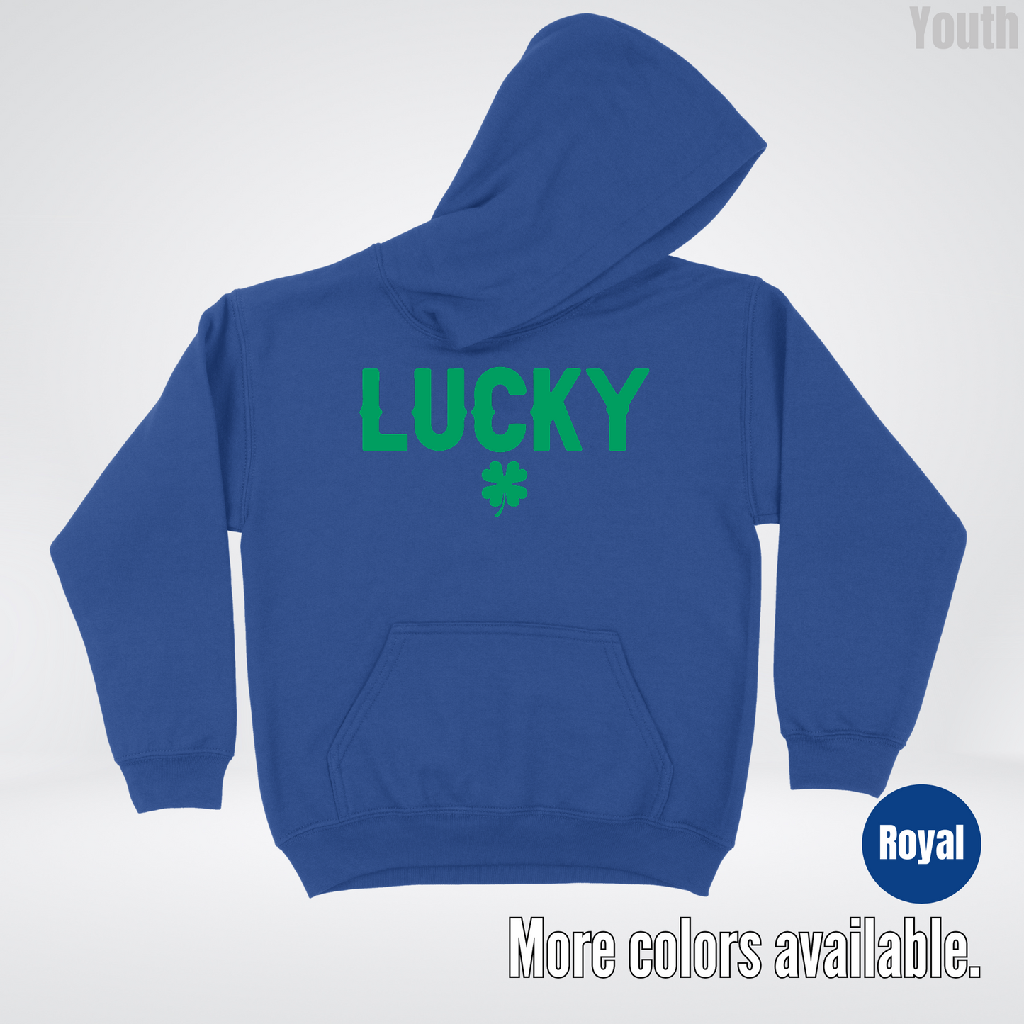Lucky & Four Leaf Clover - Green Design - Saint Patrick's Day Youth Hoodie