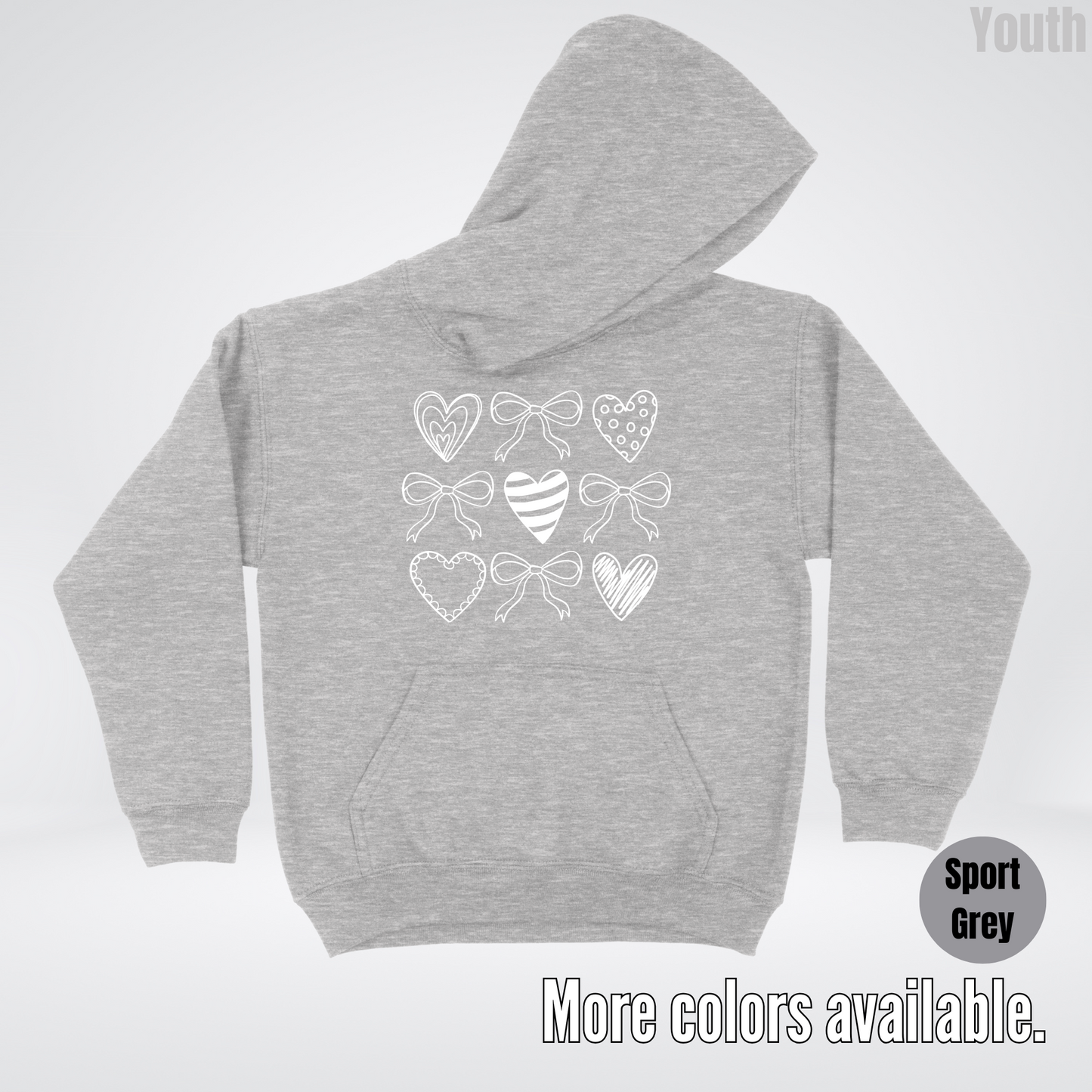 Doodle Coquette Hearts Youth Hoodie