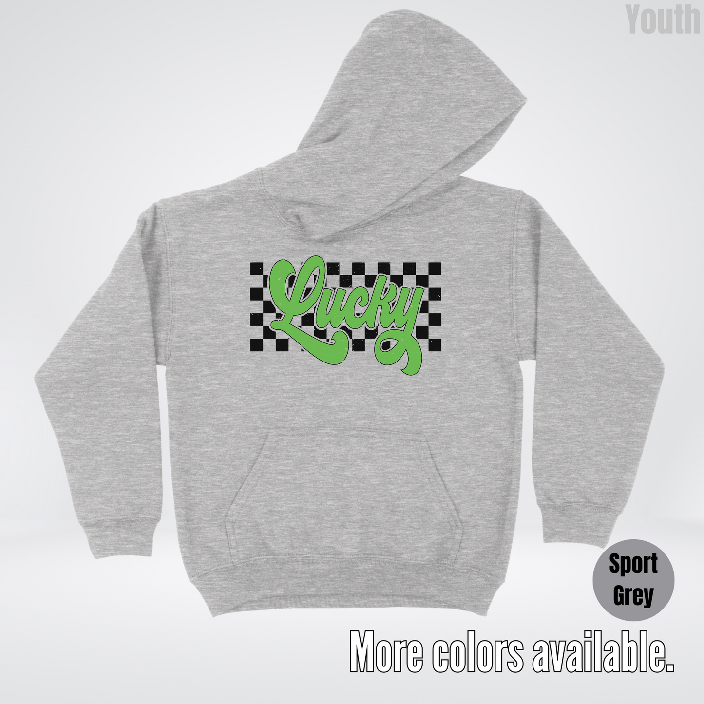 Lucky Cursive Checkered Retro – Saint Patrick’s Day Youth Hoodie