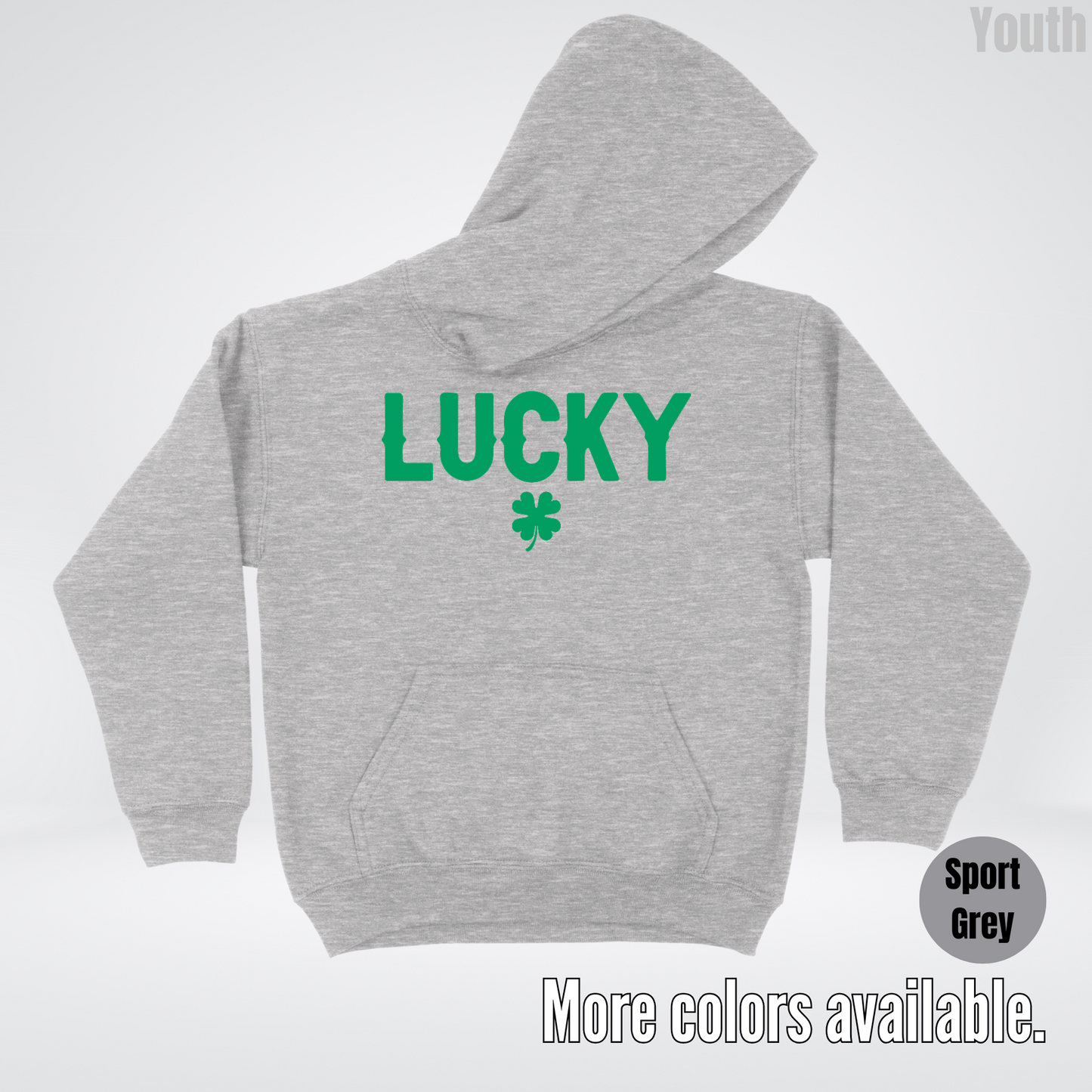 Lucky & Four Leaf Clover - Green Design - Saint Patrick's Day Youth Hoodie